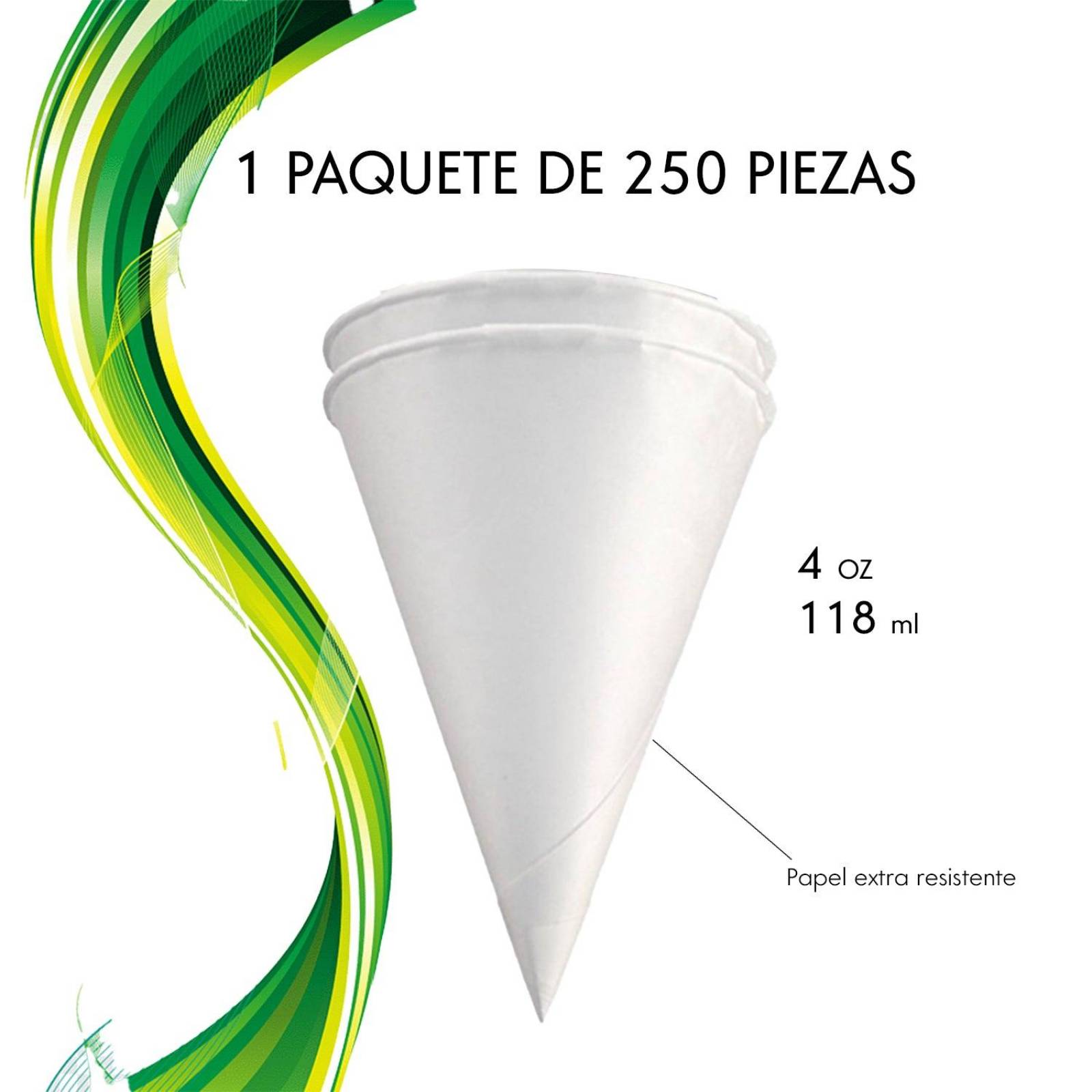 Conos De Papel Para Agua 118 ml 4 Oz 250 Pzas 