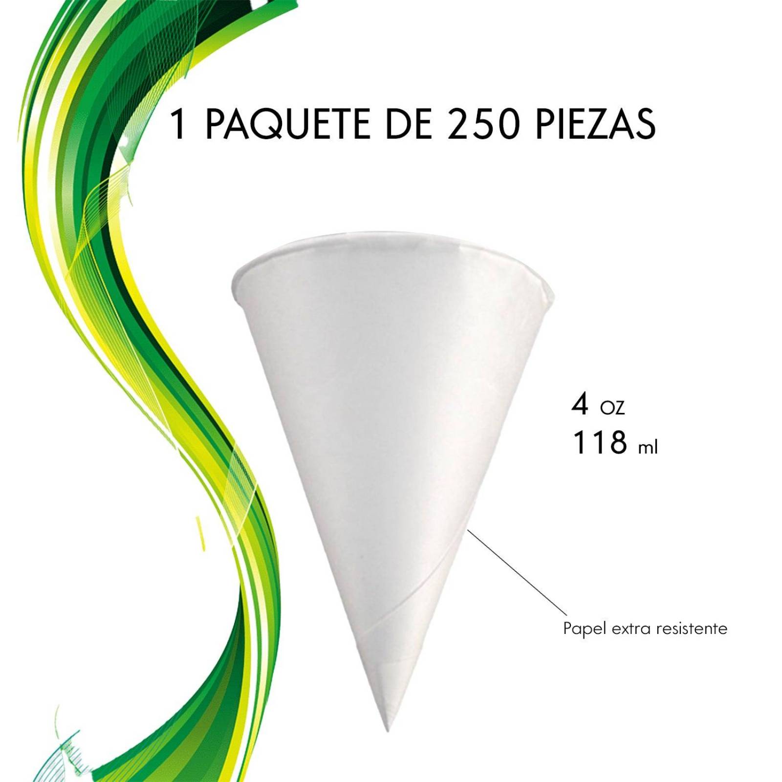 Conos De Papel Para Agua 118 ml 4 Oz 250 Pzas 