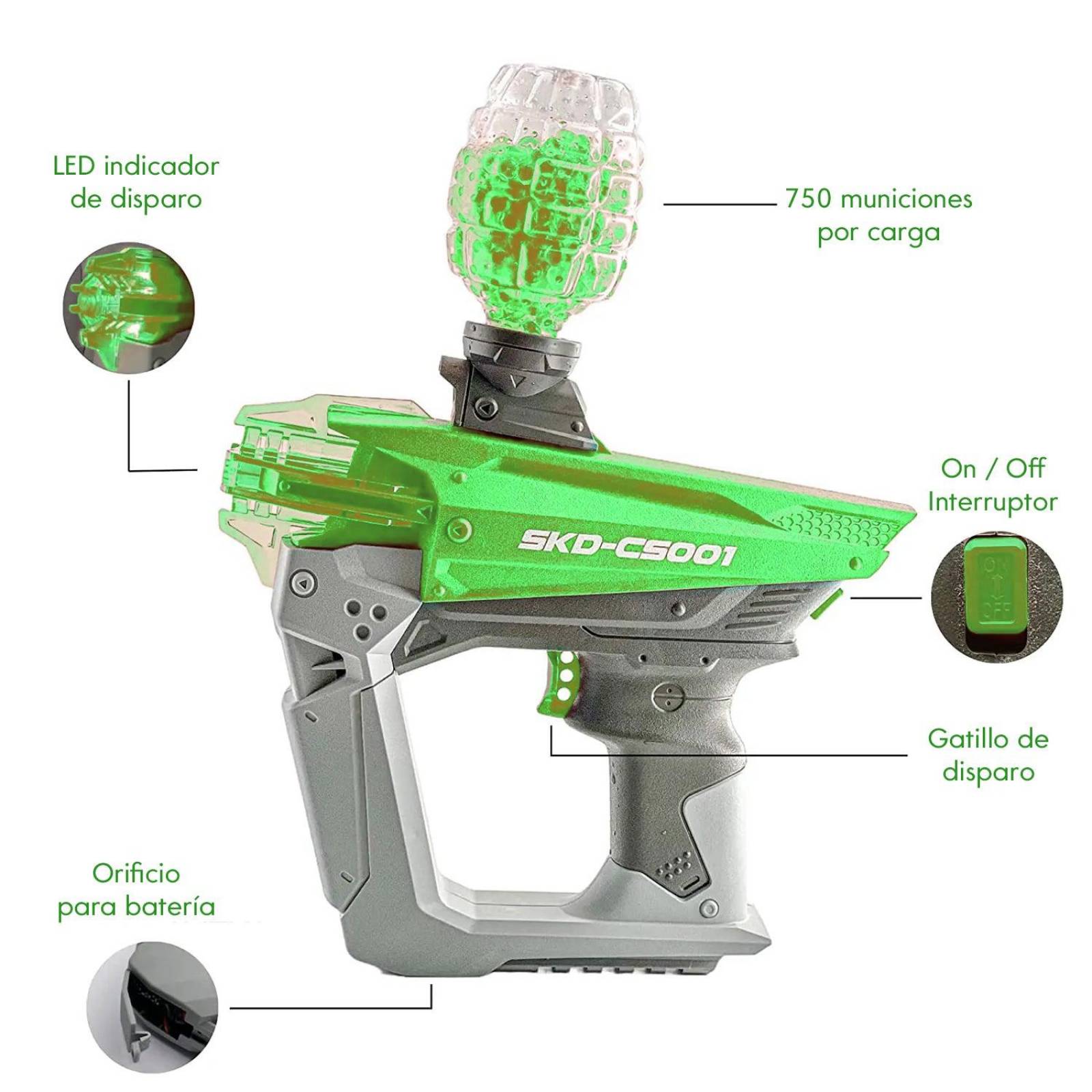 Pistola Hidrogel Eléctrica Recargable Con 10000 Balas