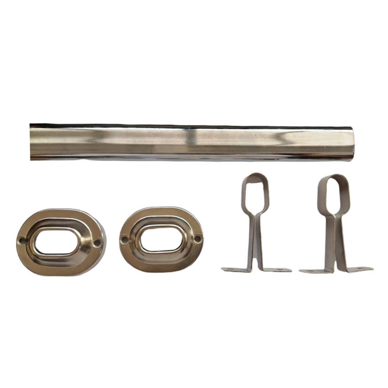 Tubo Ovalado Para Closet1.80m Cromado +2 Bridas +2 Soportes