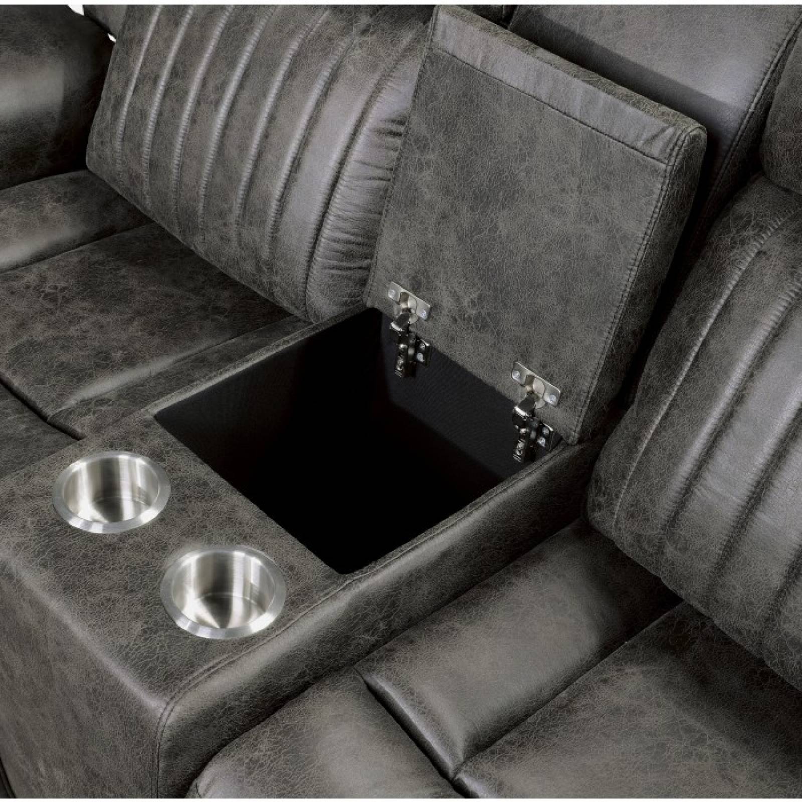 Sofá De Dos Plazas Reclinable Doble Centeroak Con Consola Central