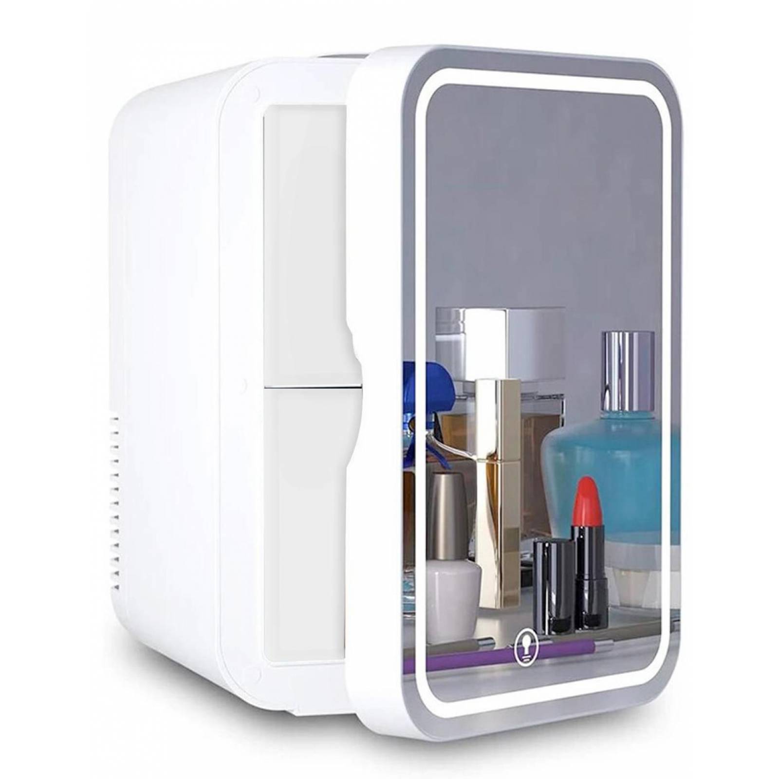 Mini Refrigerador De 8 Litros Con Espejo Y Luz Led (Blanco)
