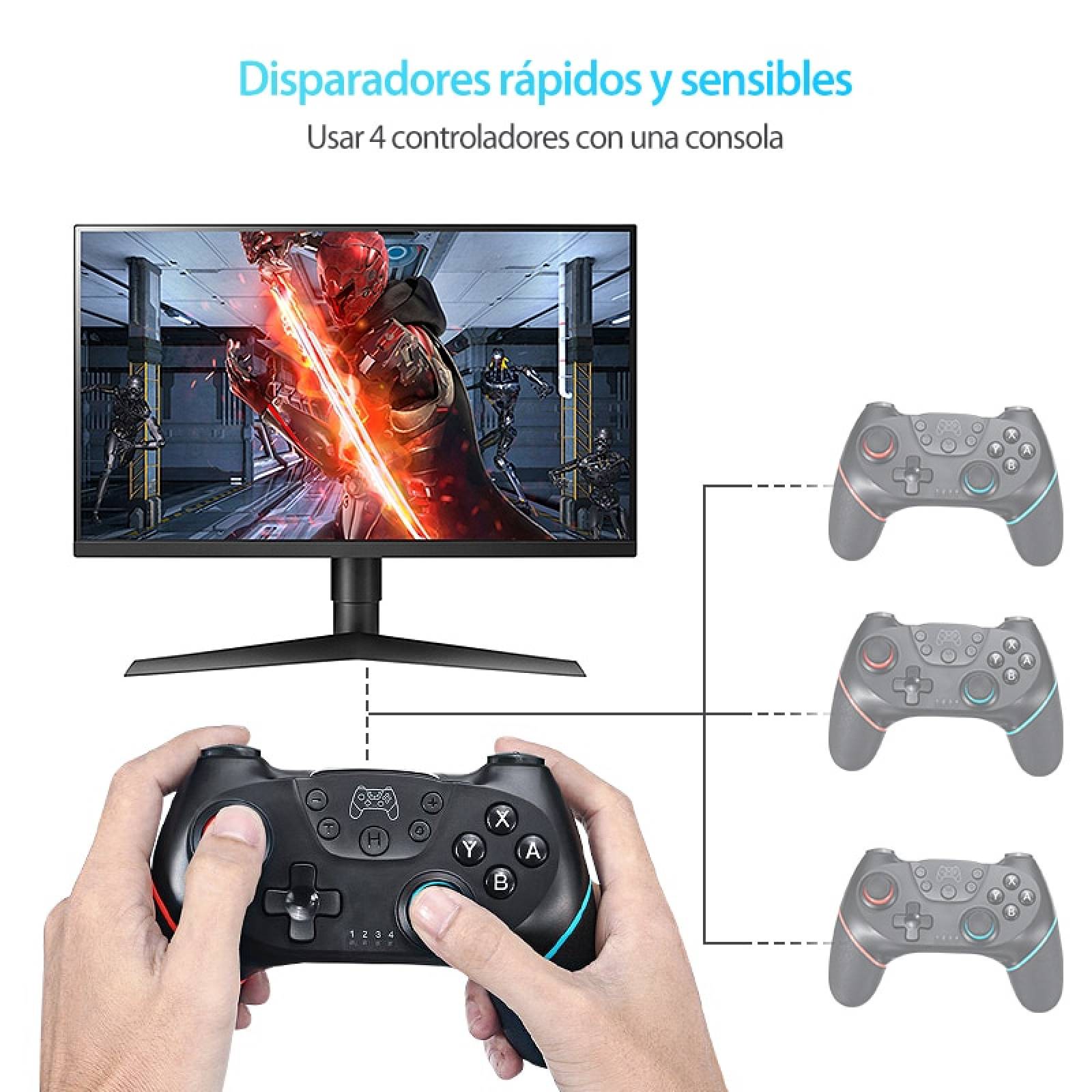 Control Brandtrendy Pro para Nintendo Switch PC Joystick Remoto Bluetooth Rojo Azul