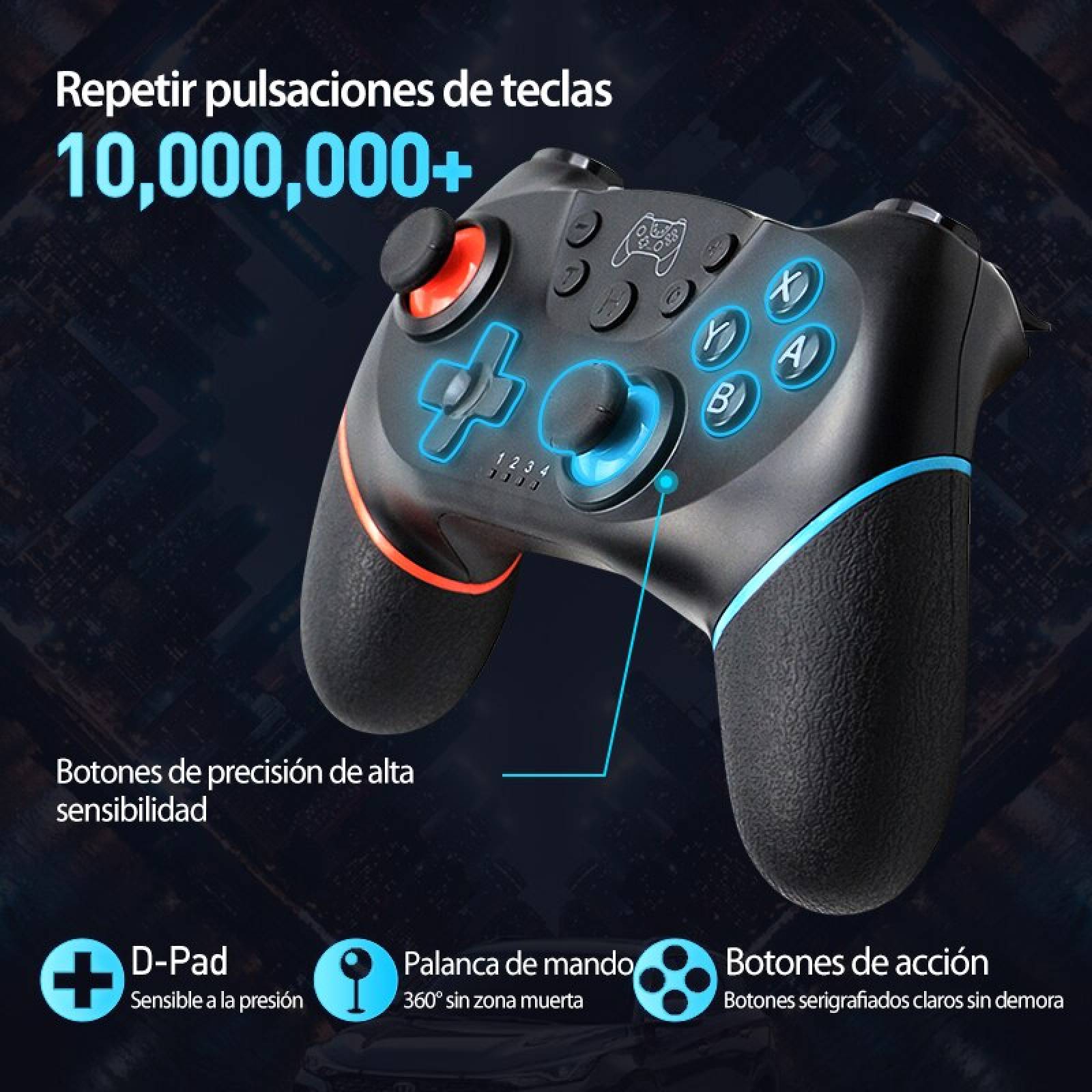 Control Brandtrendy Pro para Nintendo Switch PC Joystick Remoto Bluetooth Rojo Azul