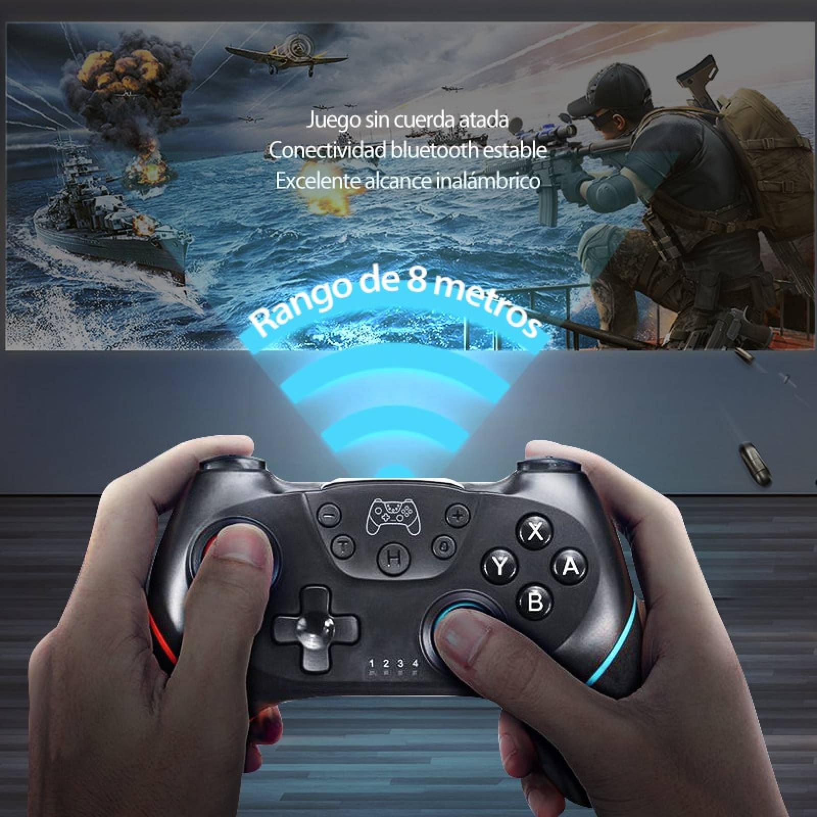 Control Brandtrendy Pro para Nintendo Switch PC Joystick Remoto Bluetooth Rojo Azul