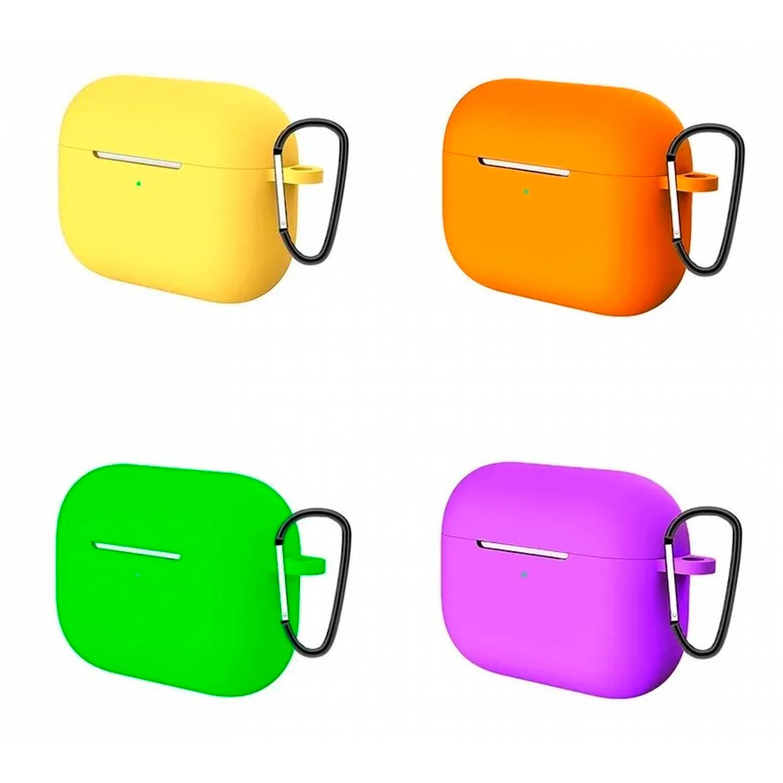 Pack de 4 Fundas diseñadas Para AirPods Pro De Silicon Amarillo Naranja Verde Morado