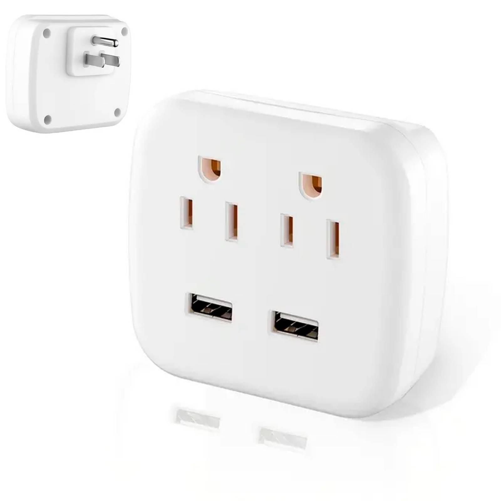 Multicontacto portatil con puertos USB, carga rapida inteligente con protector de sobretensión.