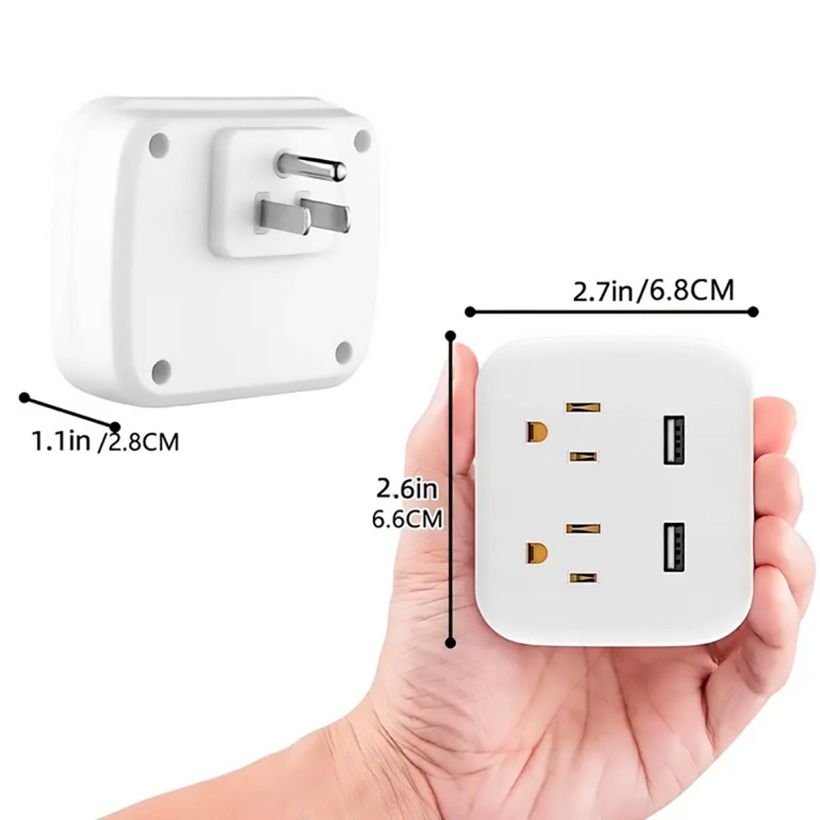 Multicontacto portatil con puertos USB, carga rapida inteligente con protector de sobretensión.