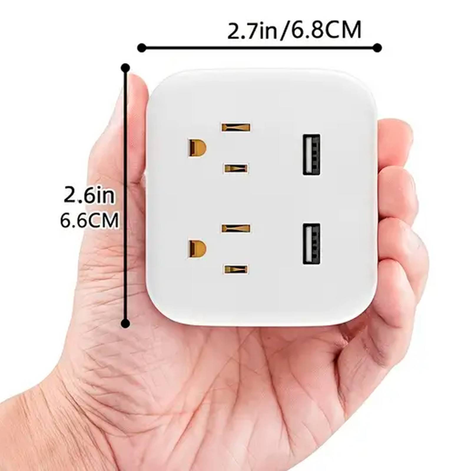 Multicontacto portatil con puertos USB, carga rapida inteligente con protector de sobretensión.