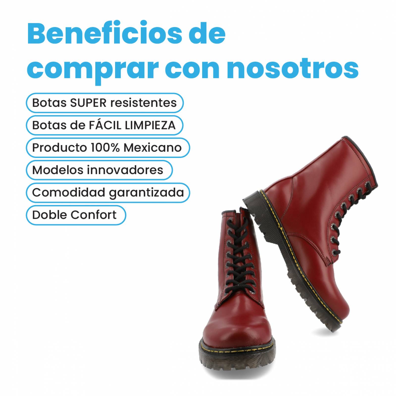Bota Estilo Rock Vino para Hombre Botas Chunky
