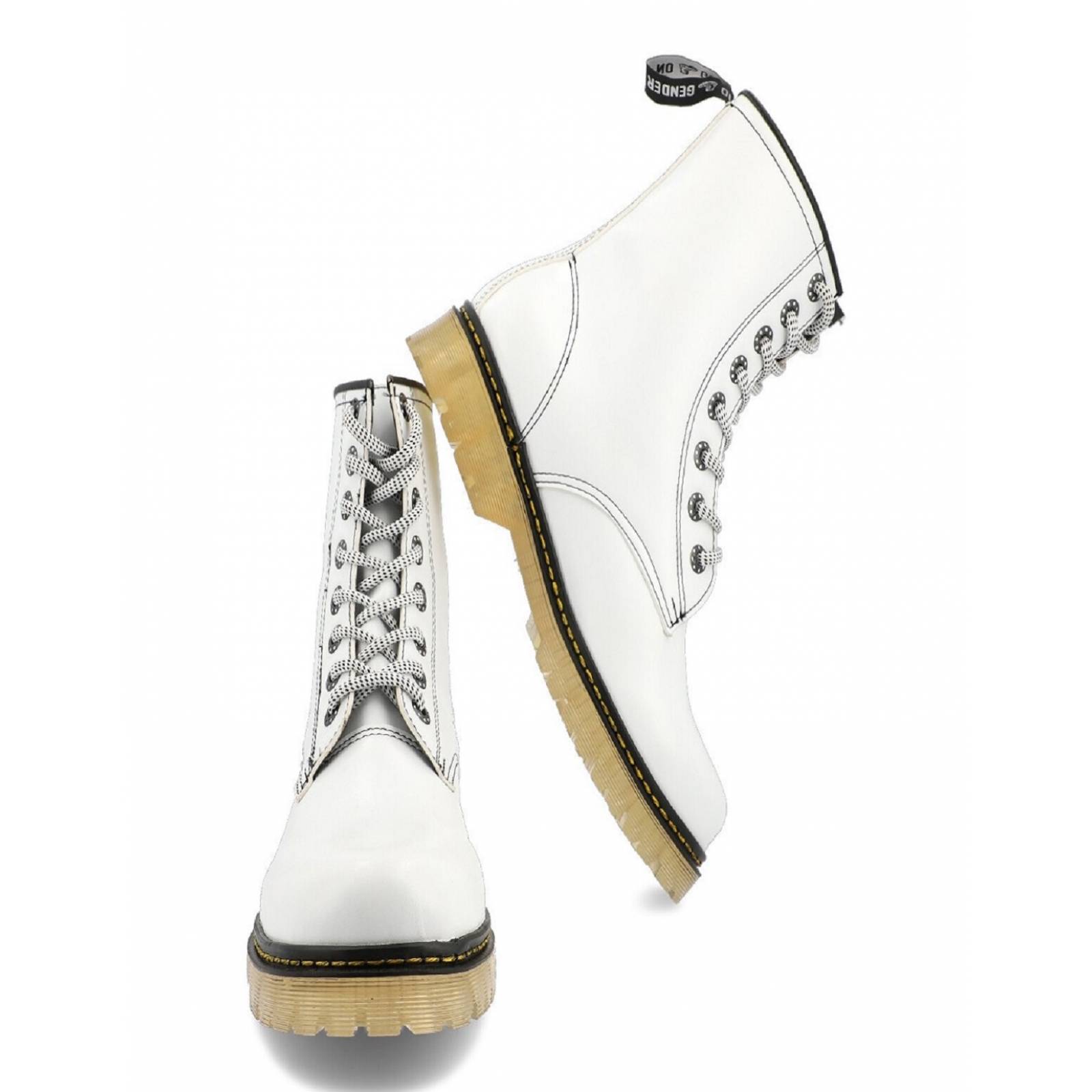 Botas Rockeras Combat Mujer Blanca Bot n Chunky