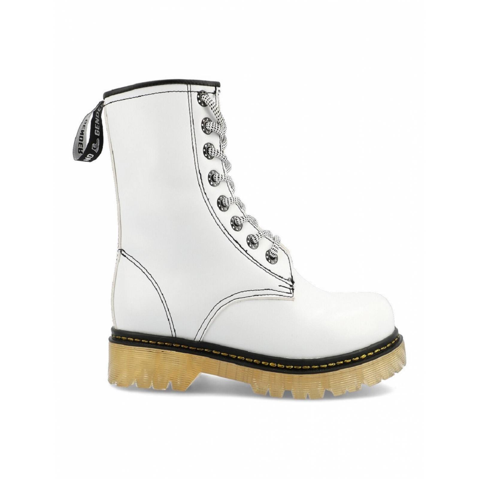 Botas Rockeras Combat Hombre Blanca Botín Chunky