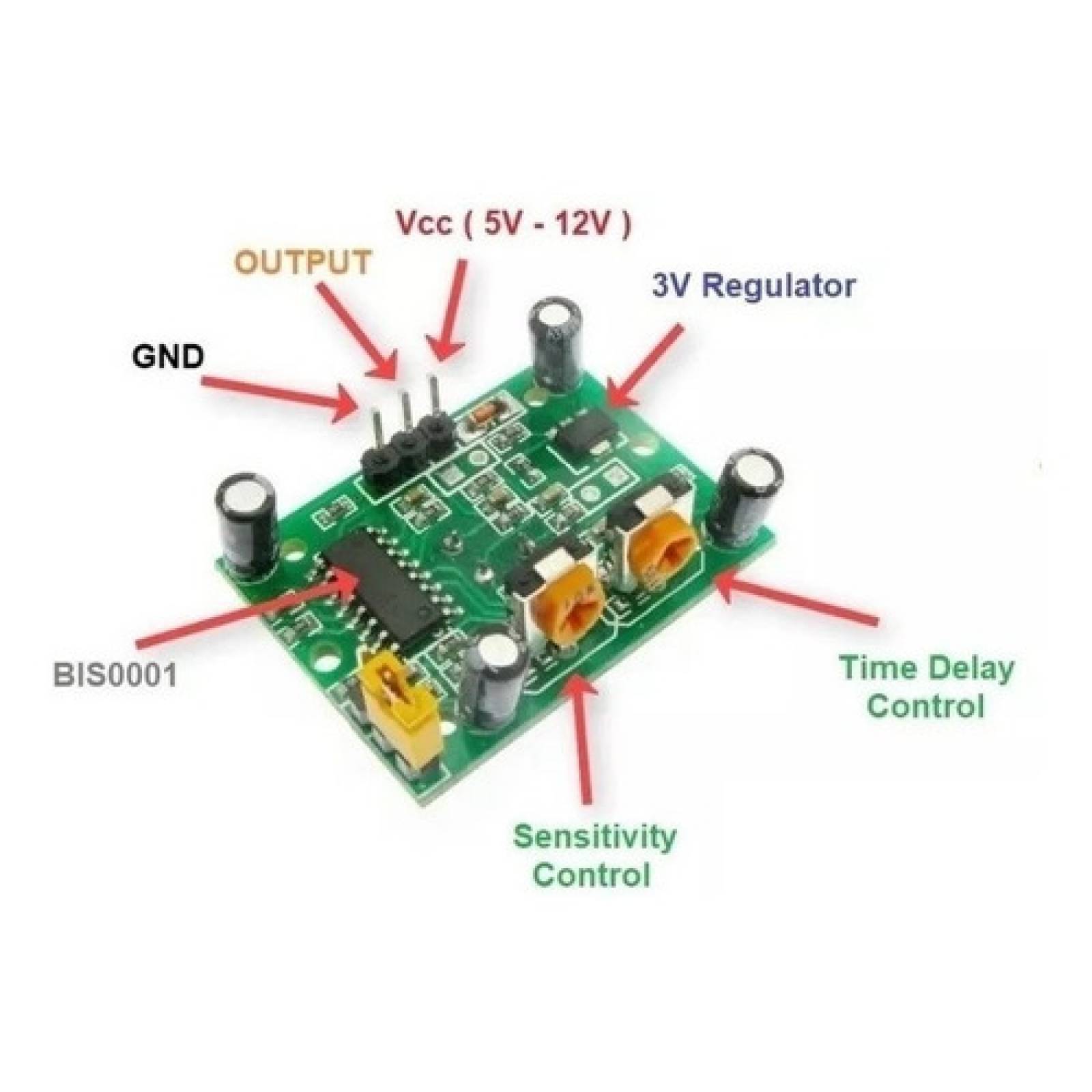 Modulo Pir Hc-sr501 Sensor Presencia Movimiento Infrarrojo Verde