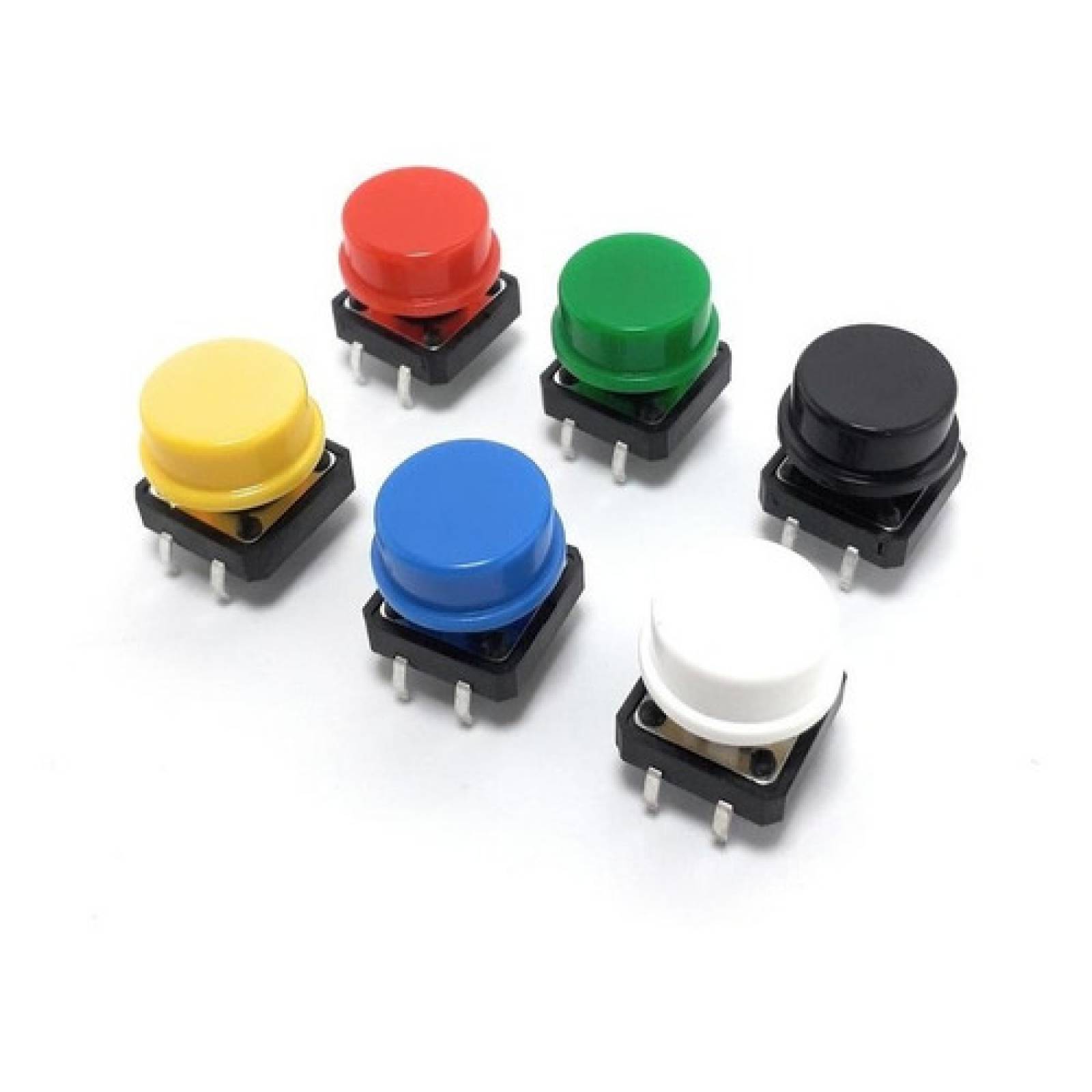 2 Pzas Push Button 12X12Mm 4 Pines Con Capuchon *redondo Amarillo