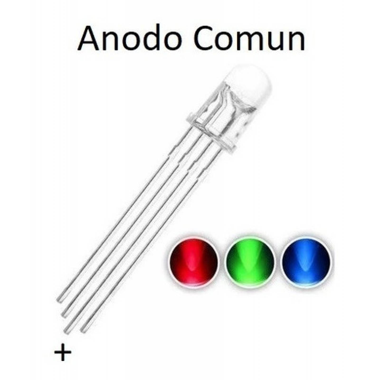 4 Pzas Led Rgb Ultrabrillante De 5Mm - Anodo Comun
