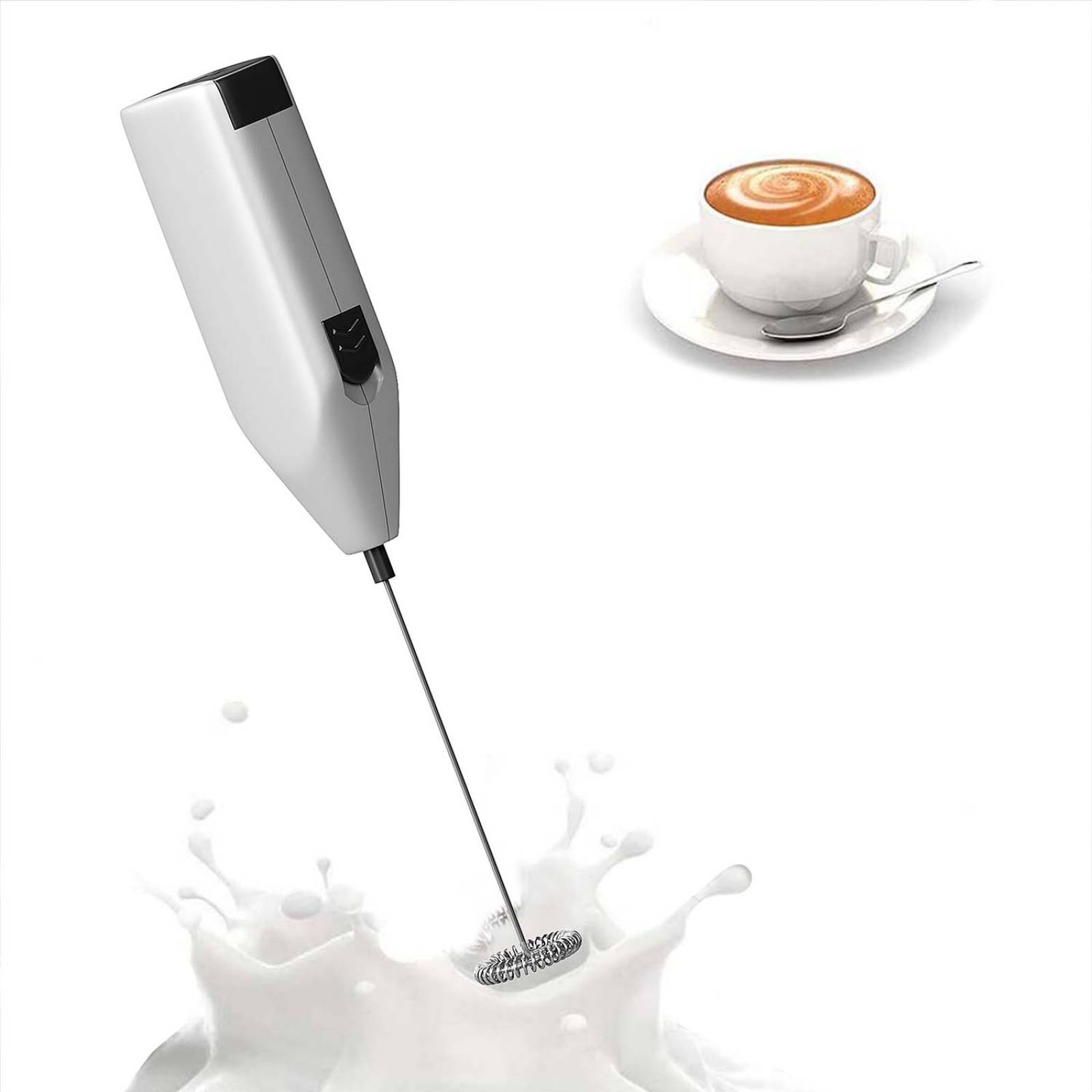 Cazzenie Espumador de Leche Eléctrico Batidor de Mano portatil para Café Cocteles y Bebidas Batidor de Huevo