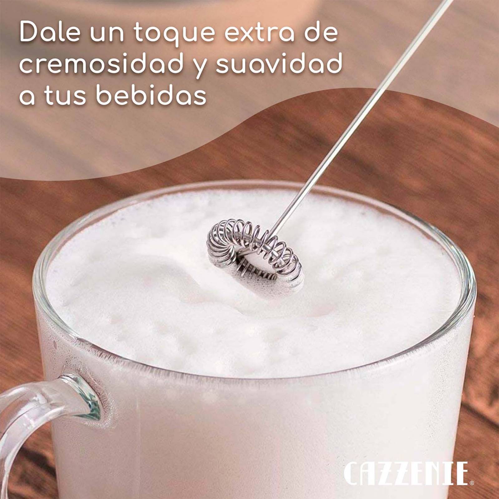 Cazzenie Espumador de Leche Eléctrico Batidor de Mano portatil para Café Cocteles y Bebidas Batidor de Huevo