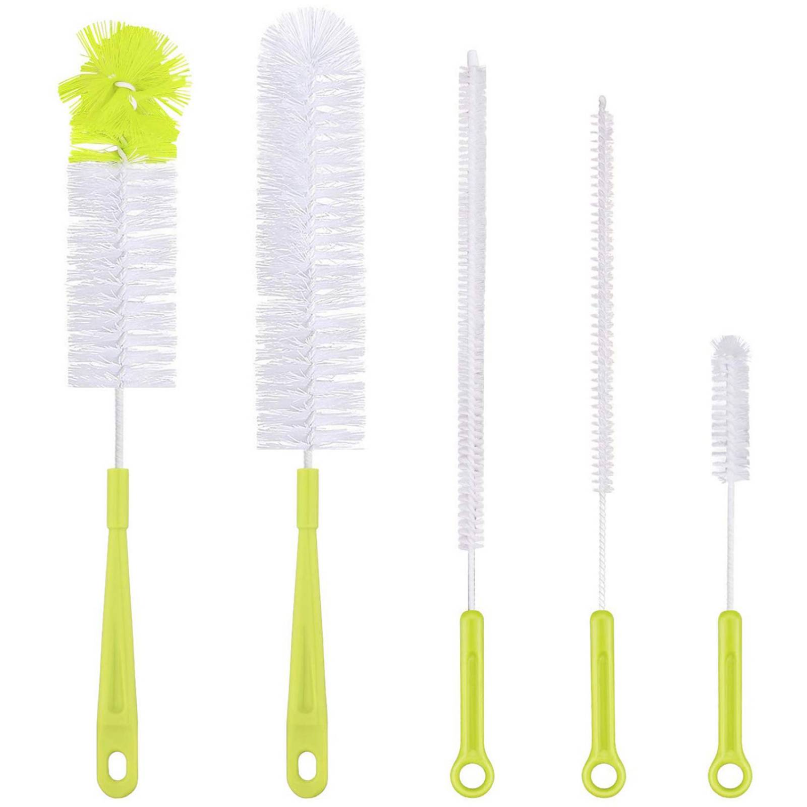 Bazzeff Set de 5 Cepillos de Limpieza para Lavar Botellas Termos Tarros o Biberones Bottles Brush Cleaner
