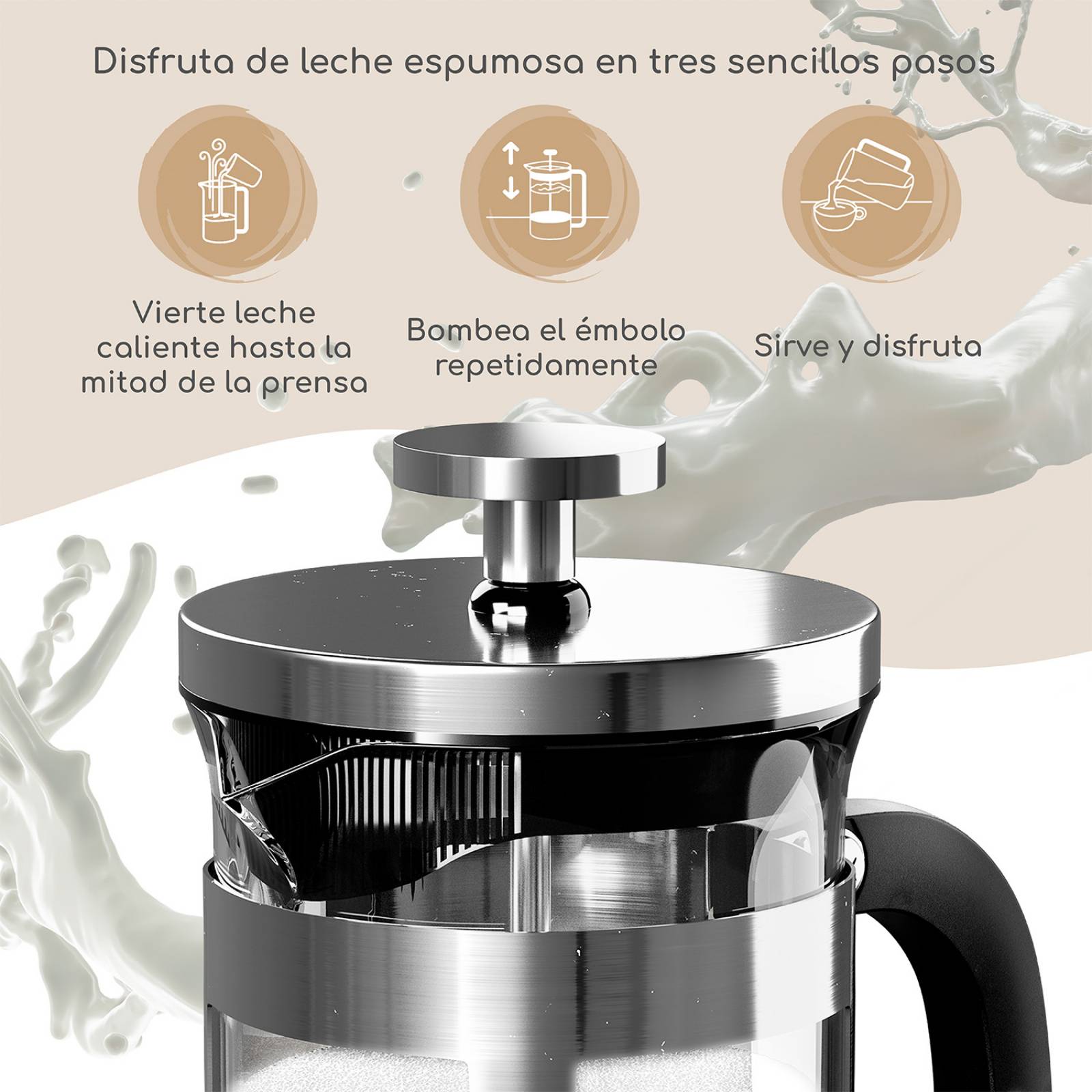 Cazzenie Prensa Francesa de Vidrio de 350 ml para Preparar Café o Té Cafetera Francesa Bristol (1 Taza)