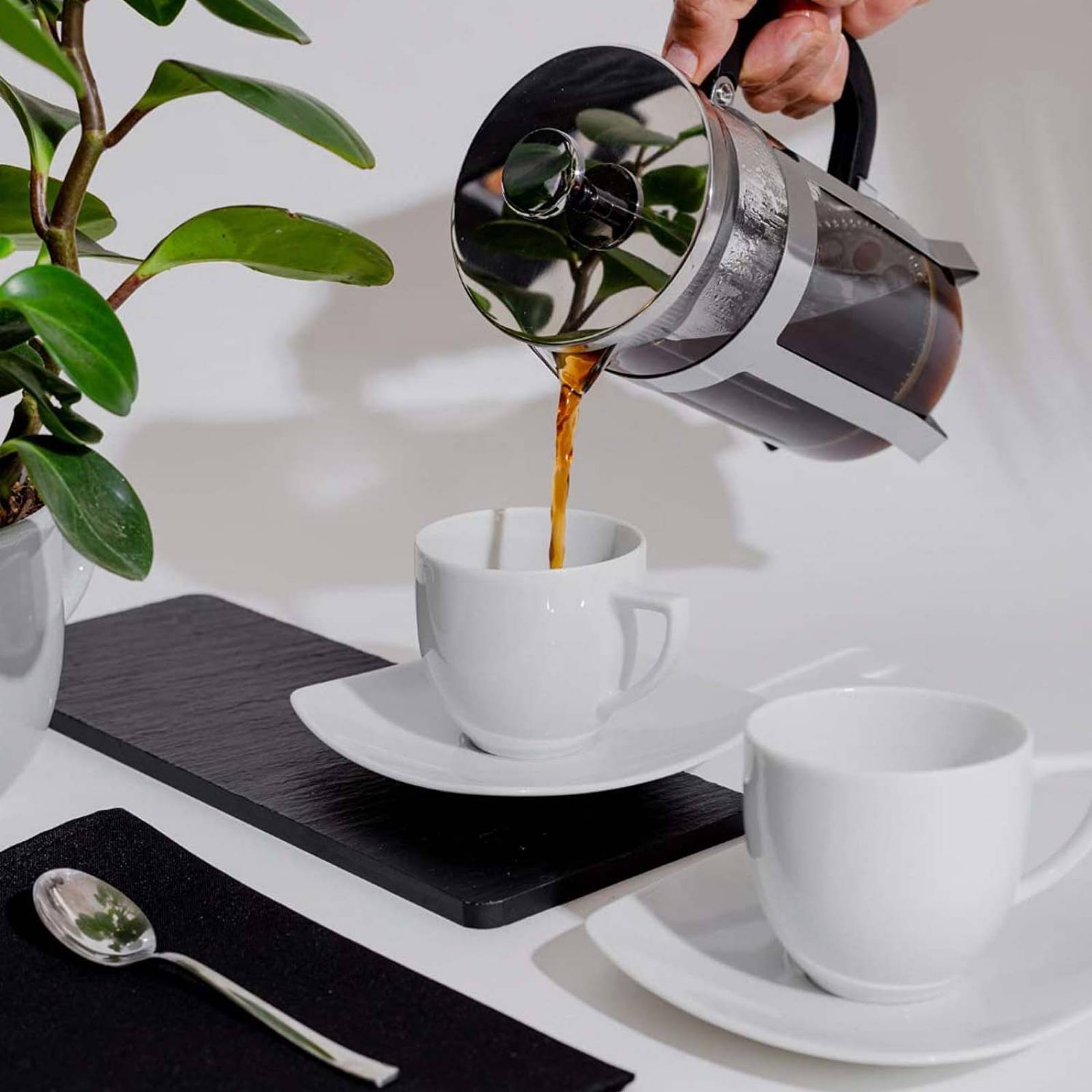 Cazzenie Prensa Francesa de Vidrio de 350 ml para Preparar Café o Té Cafetera Francesa Bristol (1 Taza)