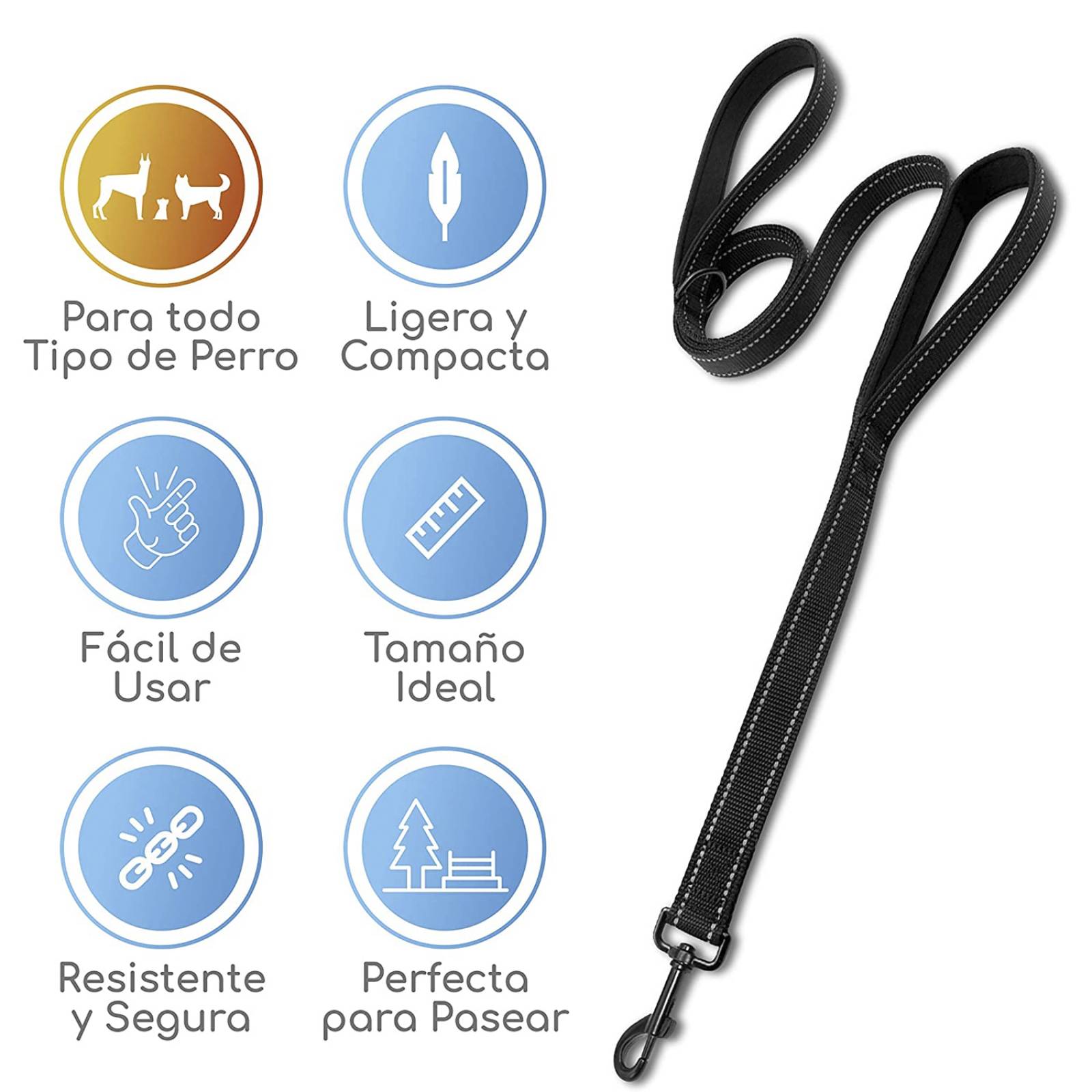 Mascretta Correa para Perro con Doble Agarradera para Entrenamiento o Paseo