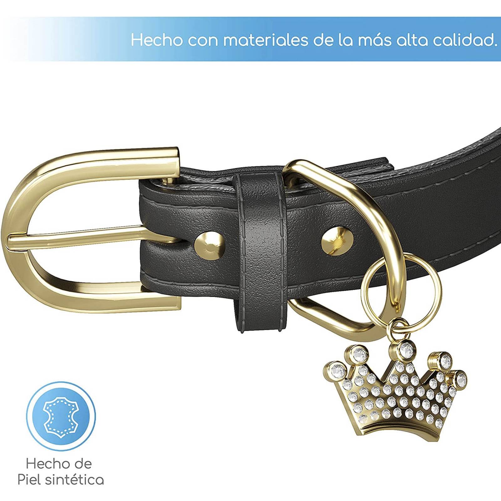 Mascretta Collar para Perro o Gato de Piel Ajustable con Corona