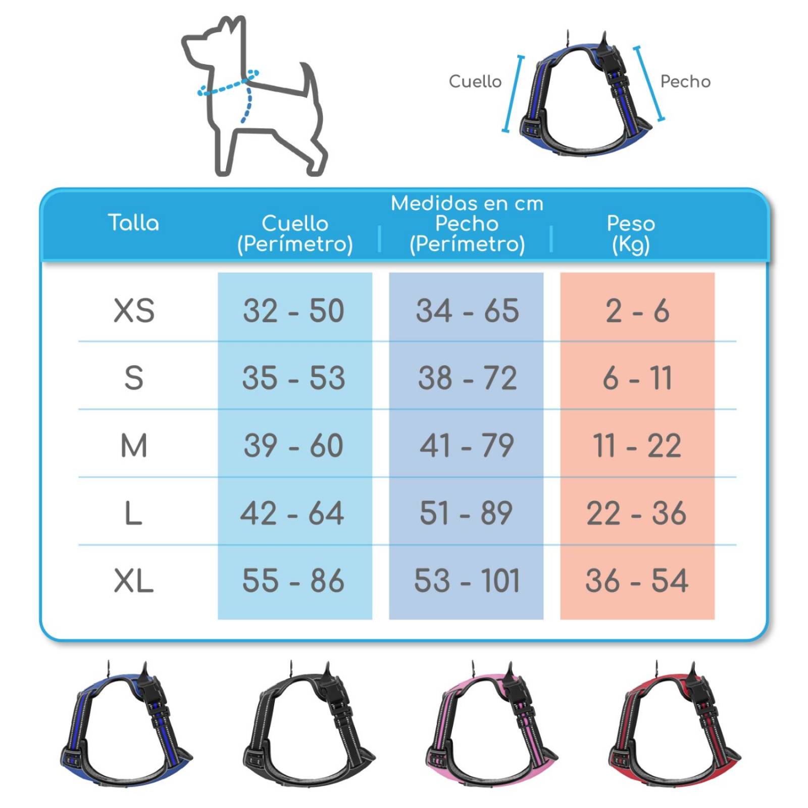 Pechera Antitirones para Perro Arnes para Perro Grande