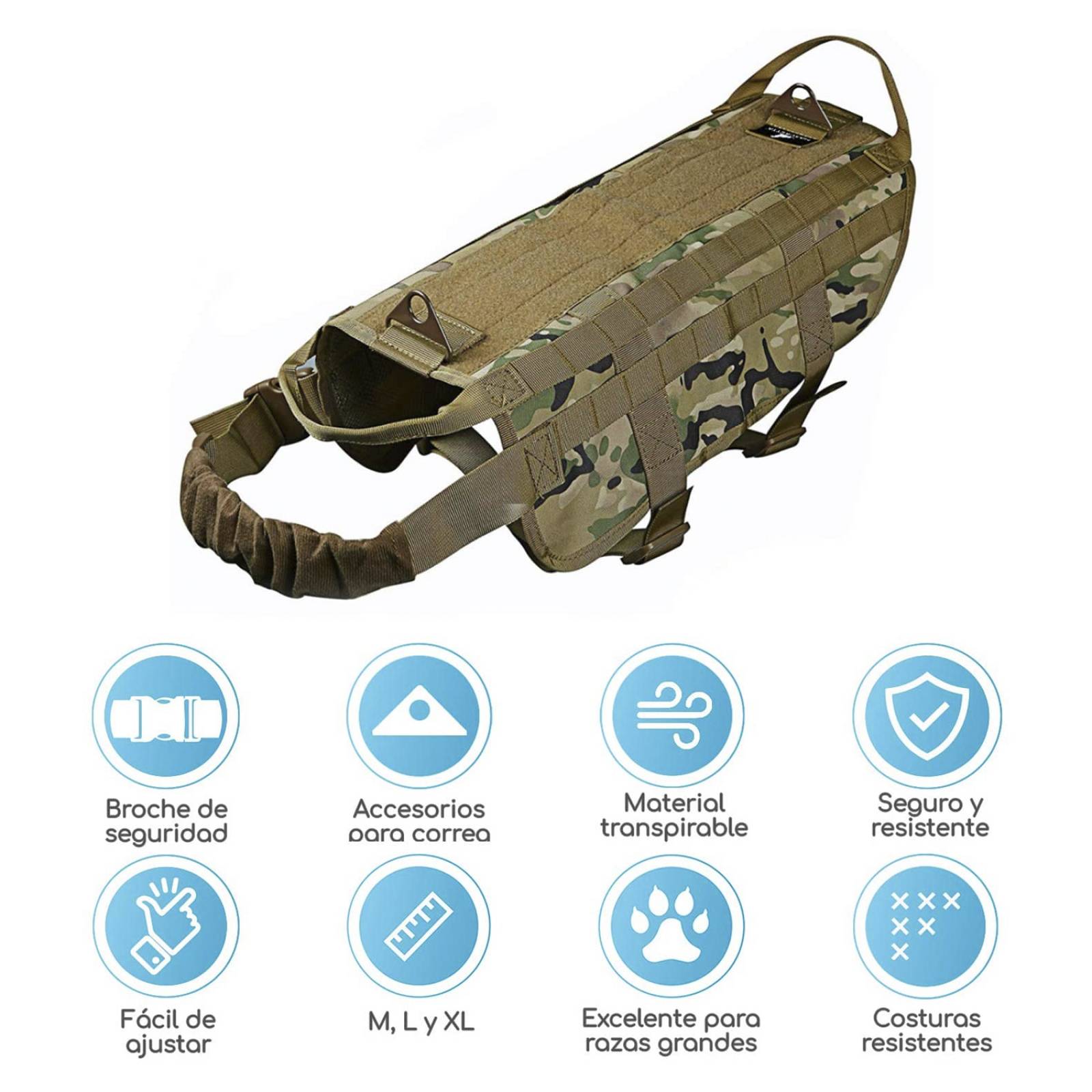 Mascretta Pechera Tactica para Perro K9 Arnes Tactico Extra Grande