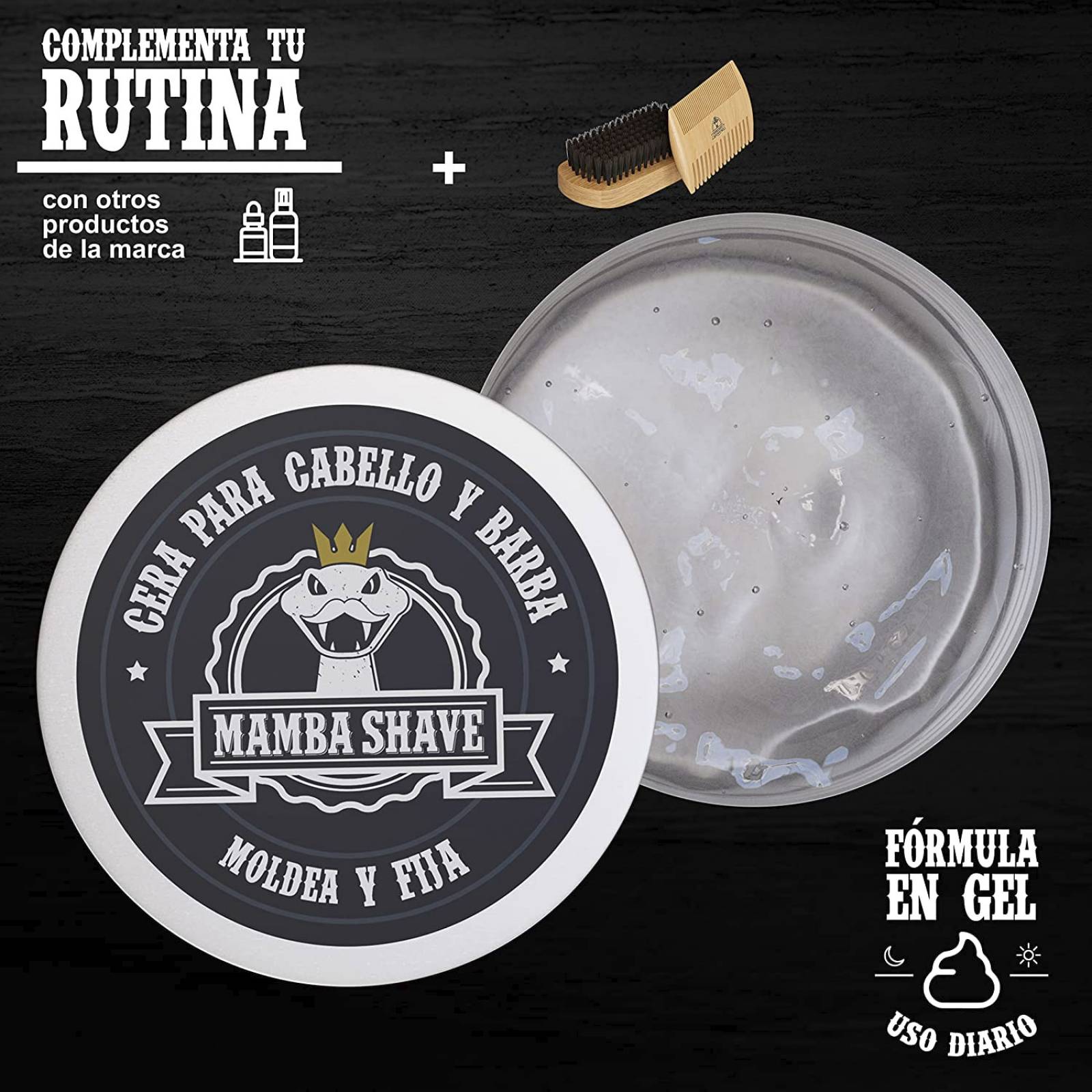 Mamba Shave Cera para Barba Cabello y Bigote Gel para Hombre