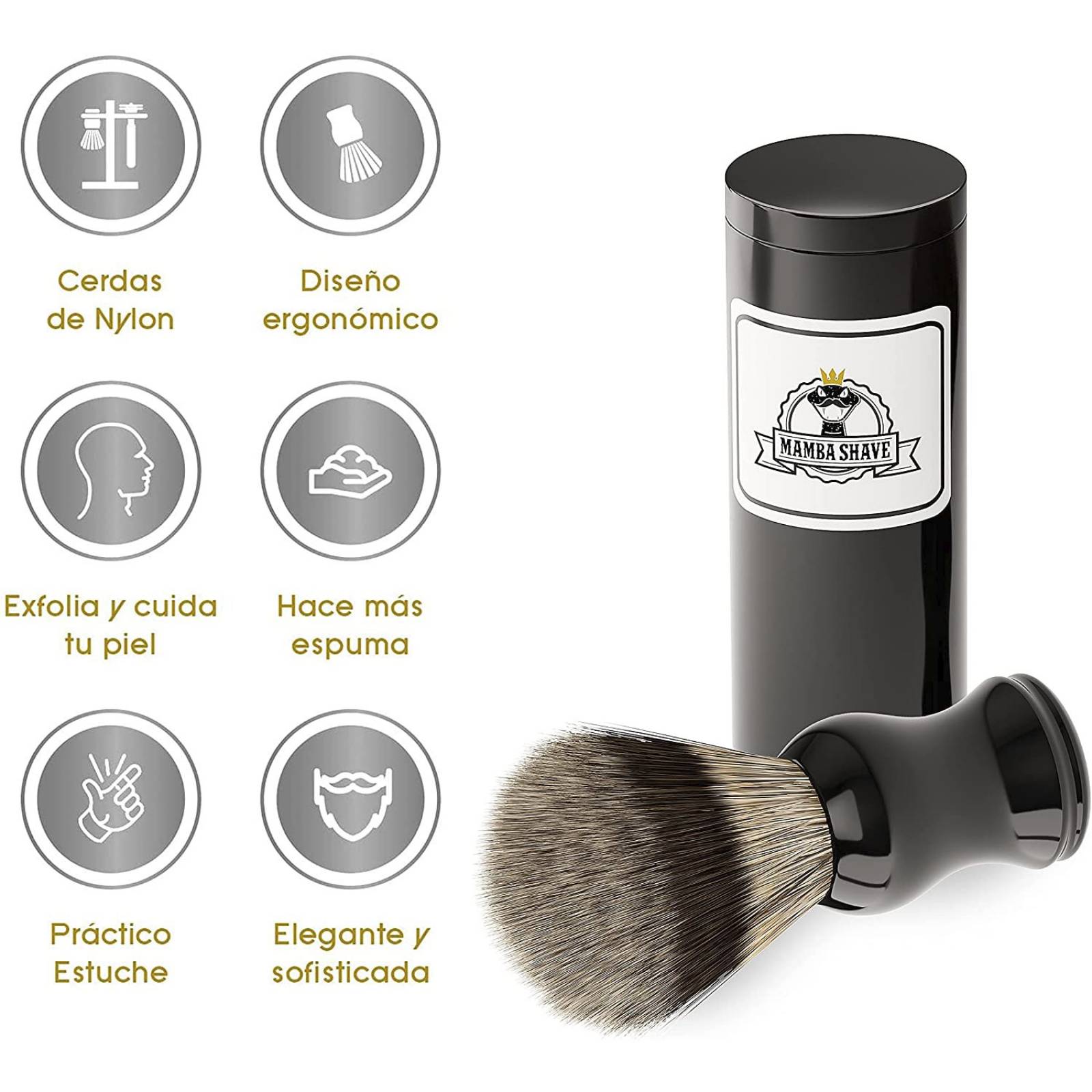 Mamba Shave Brocha de Afeitado para Espuma de Afeitar con Estuche 
