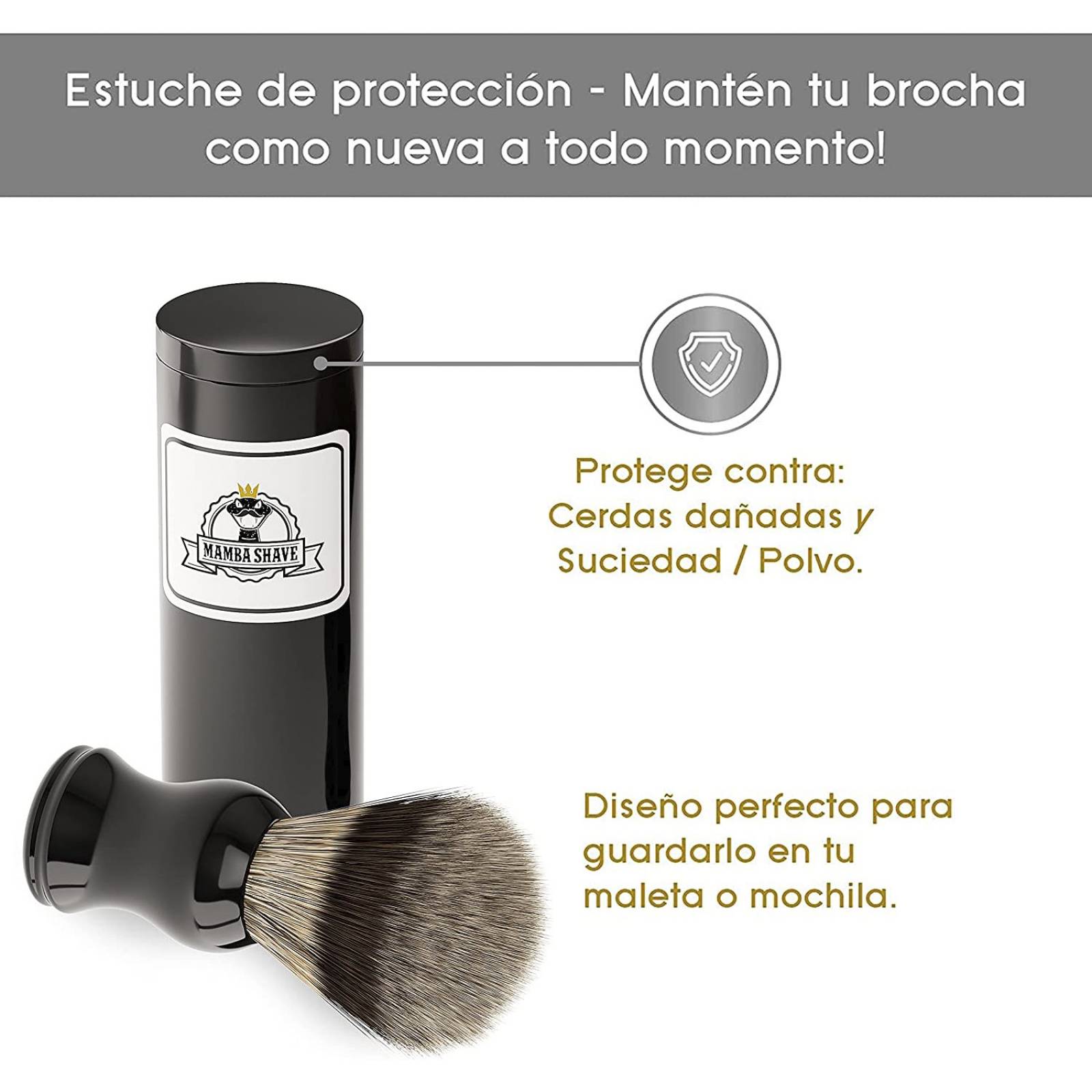 Mamba Shave Brocha de Afeitado para Espuma de Afeitar con Estuche 