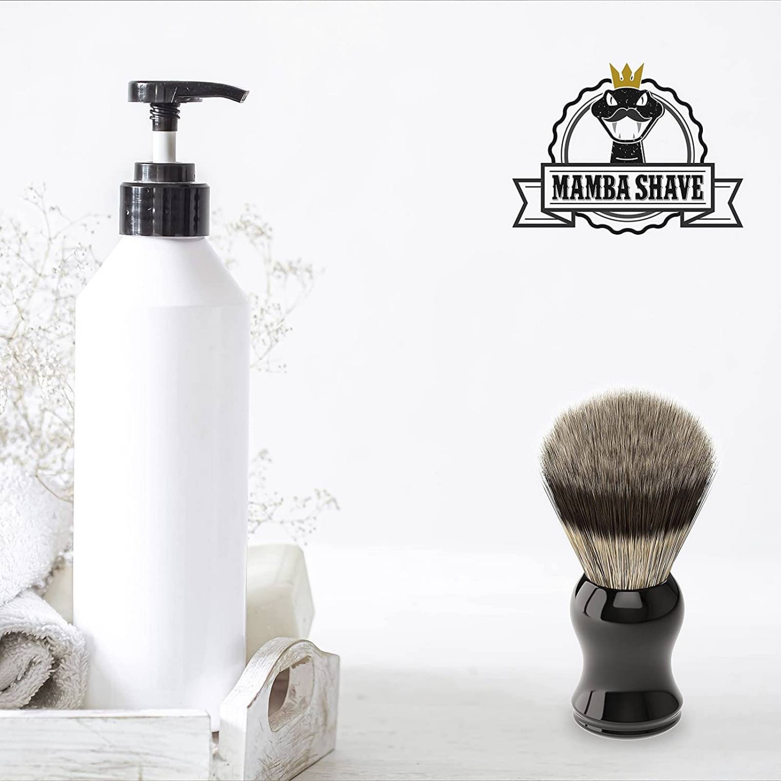 Mamba Shave Brocha de Afeitado para Espuma de Afeitar con Estuche 