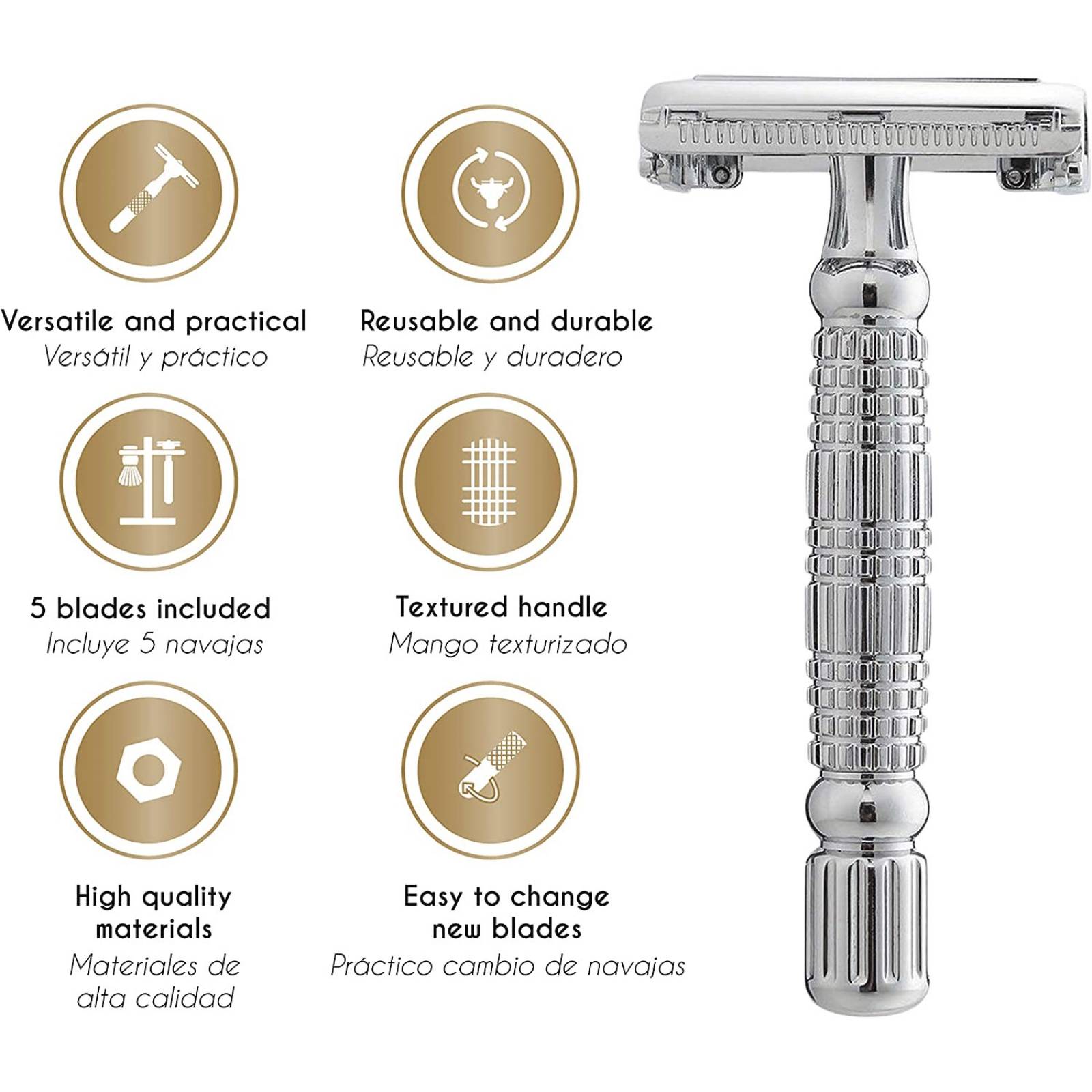 Mamba Shave Rastrillo para Hombre de Acero con 5 Navajas y Estuche