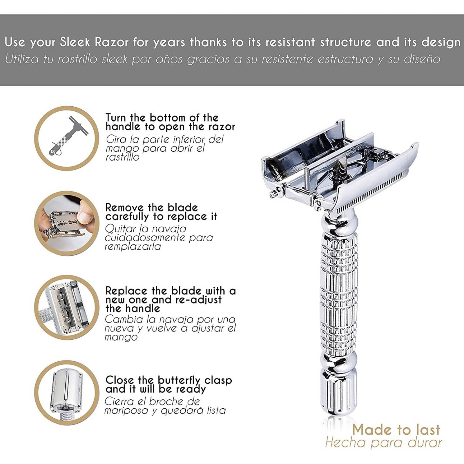 Mamba Shave Rastrillo para Hombre de Acero con 5 Navajas y Estuche