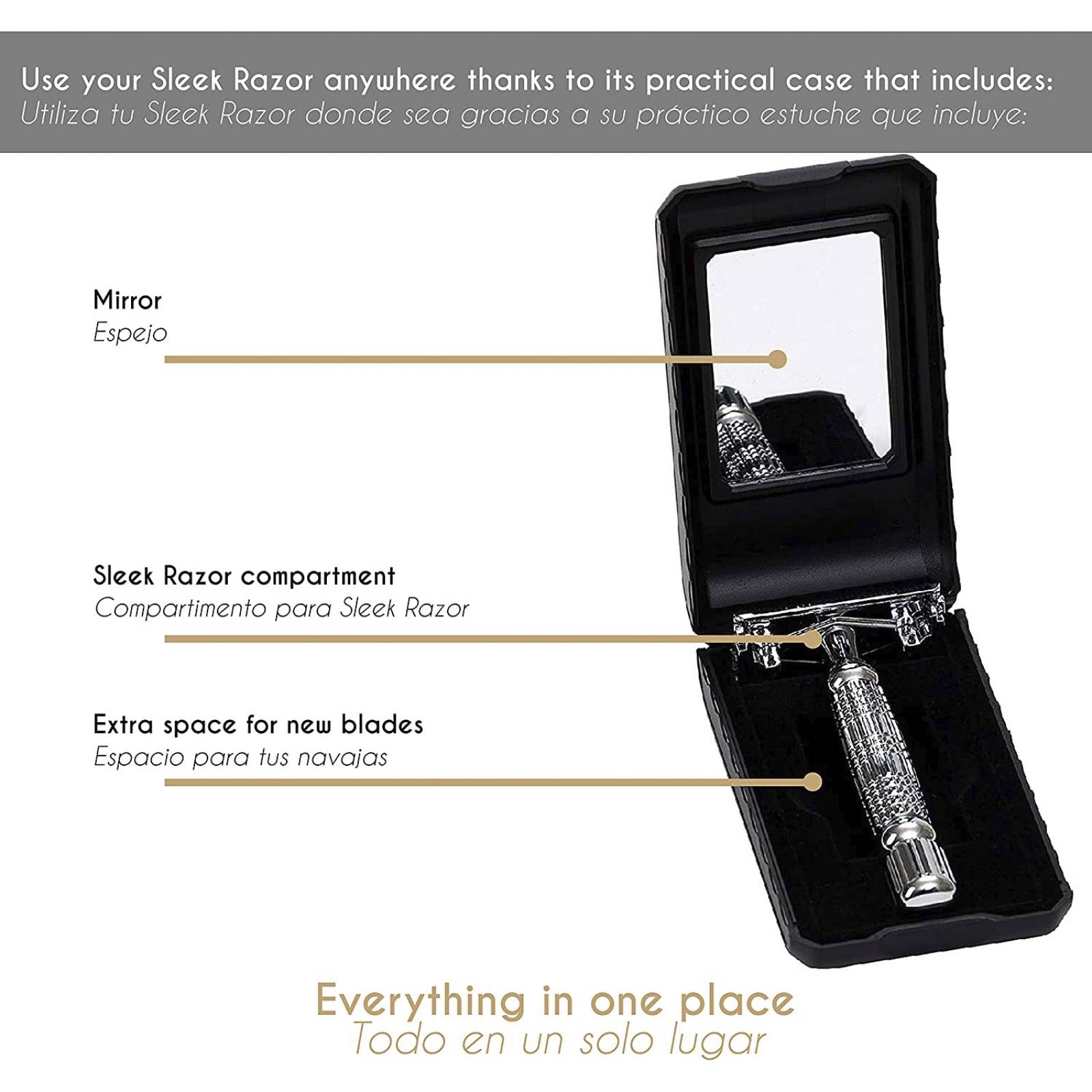 Mamba Shave Rastrillo para Hombre de Acero con 5 Navajas y Estuche