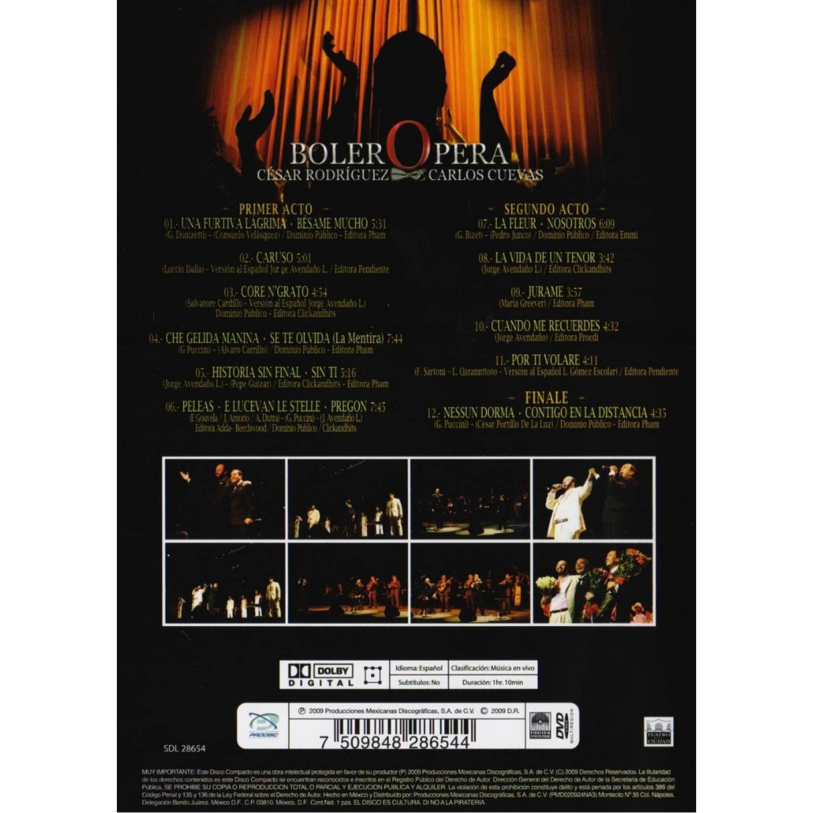Bolero Opera Cesar Rodriguez , Carlos Cuevas Concierto Dvd