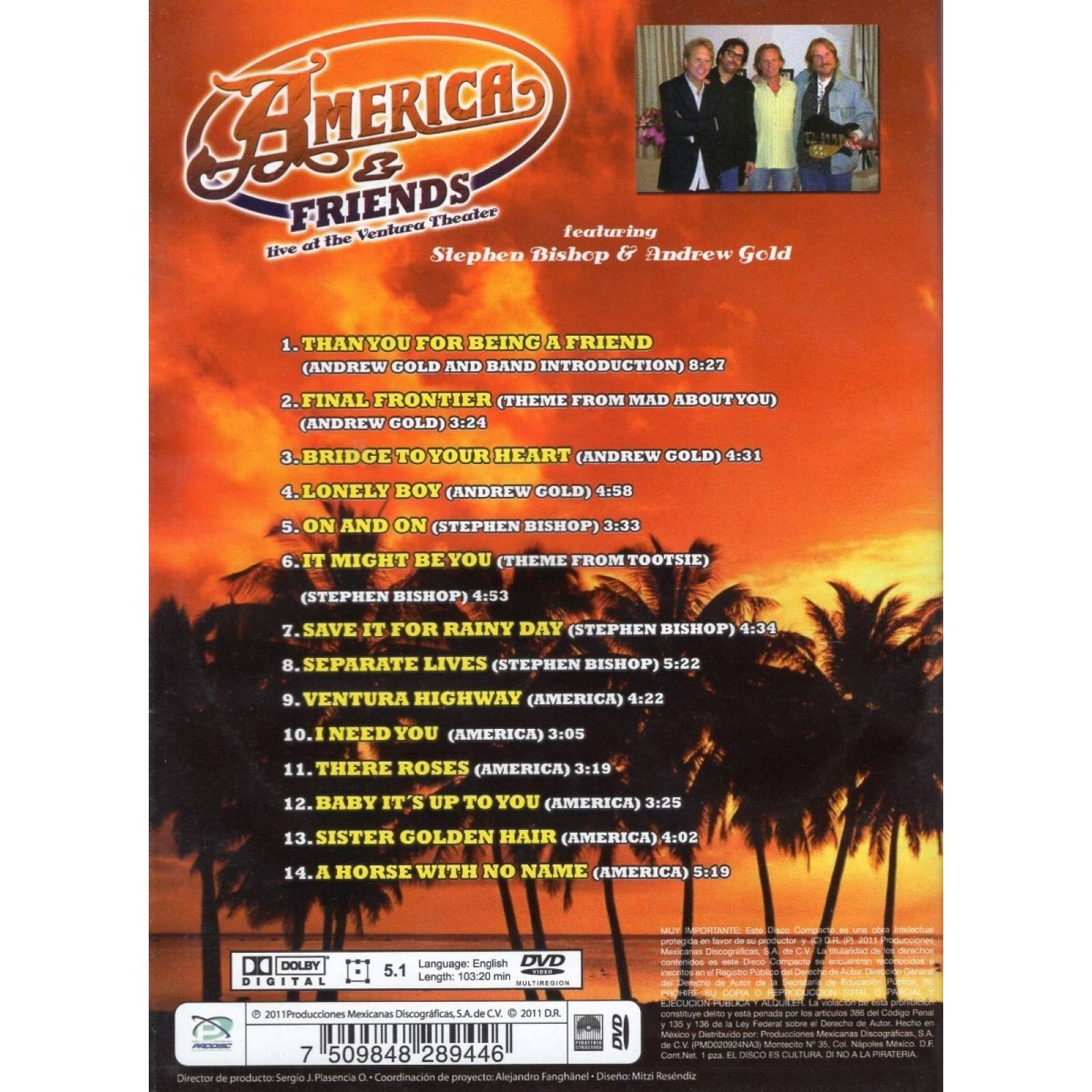 America And Friends Live Ventura Theater Dvd