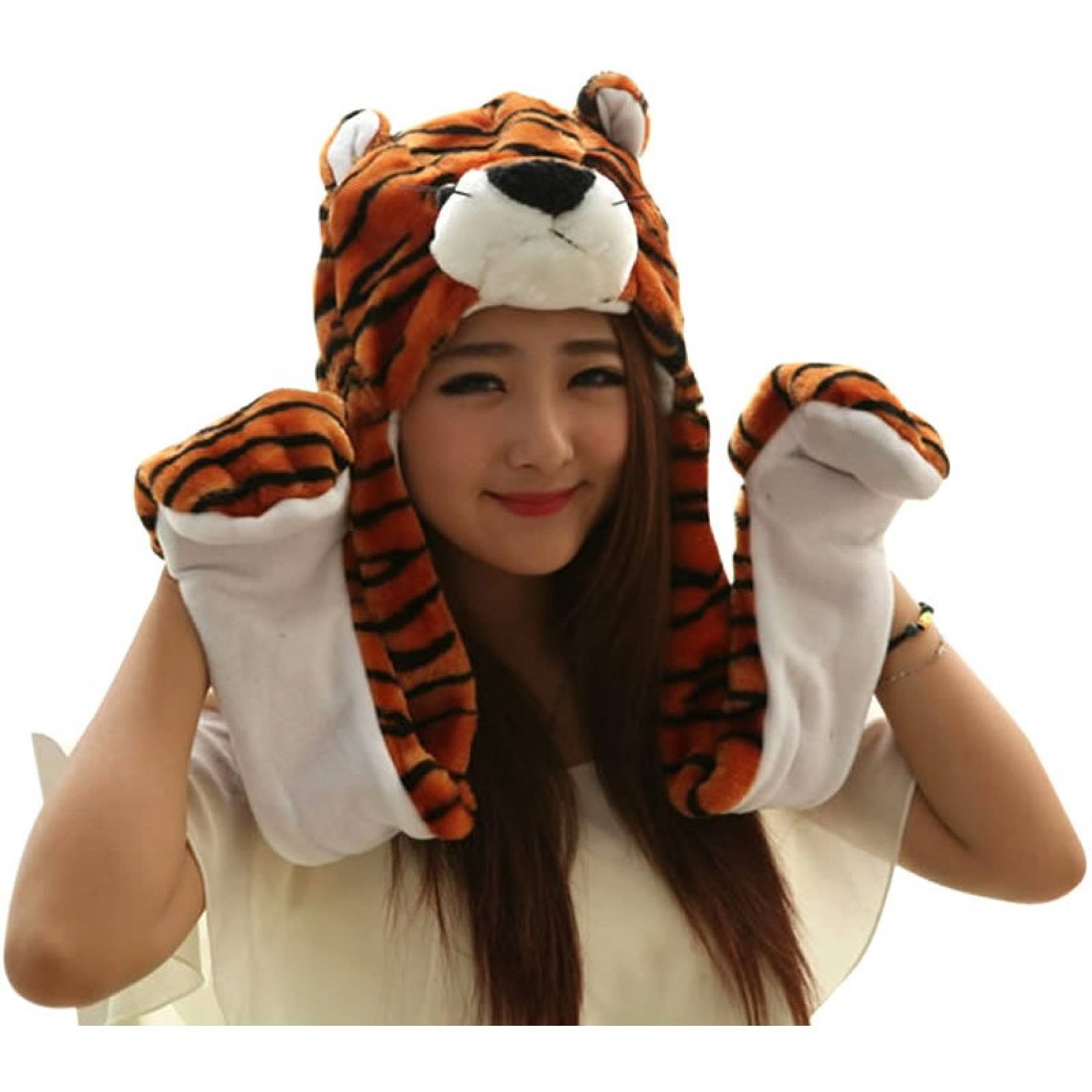 Gorro Bufanda Peluche Felpa Suave Animales Animalitos - Leopardo