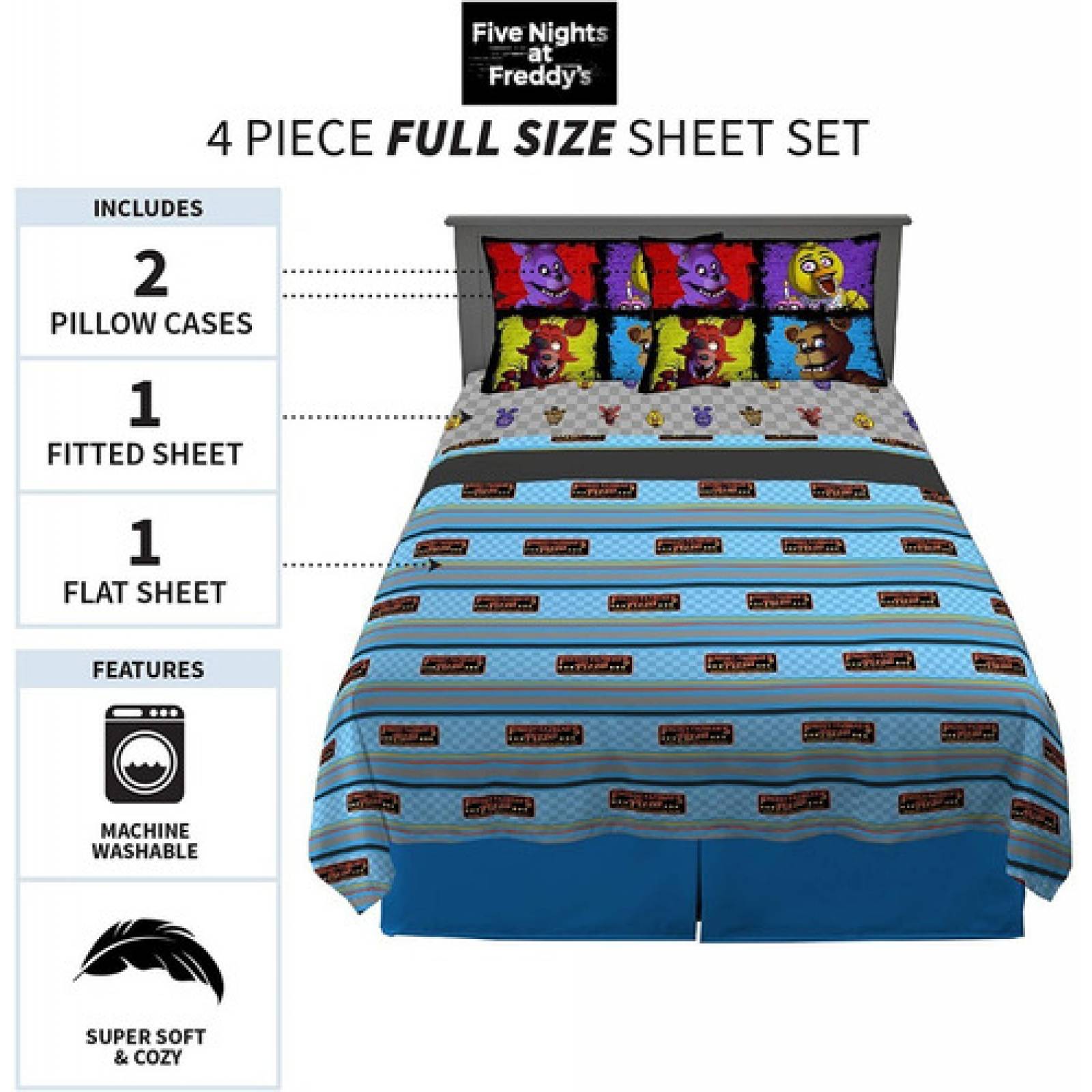 Juego Sabanas Matrimonial Five Nights At Freddy's Pizza