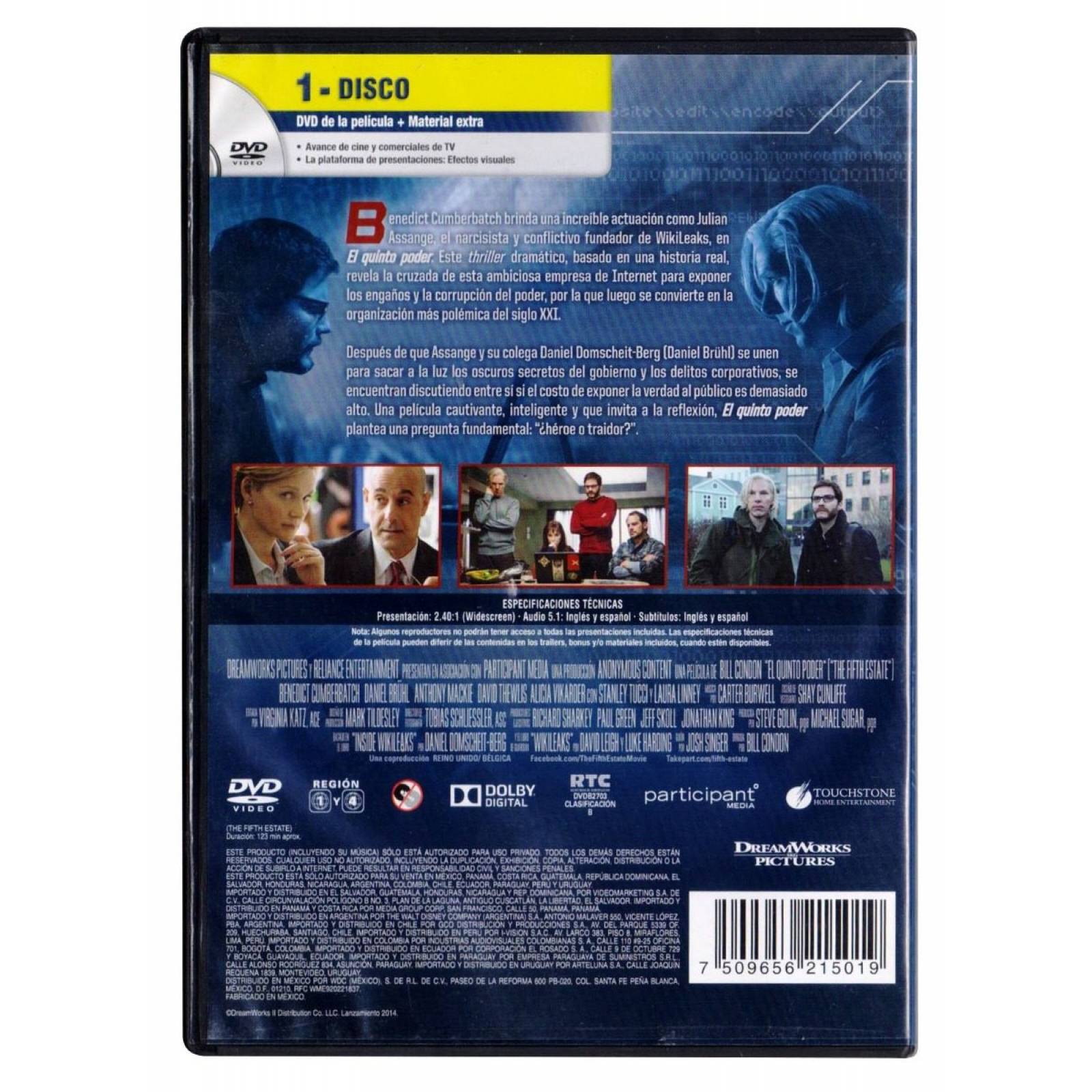 El Quinto Poder Benedict Cumberbatch Pelicula Dvd