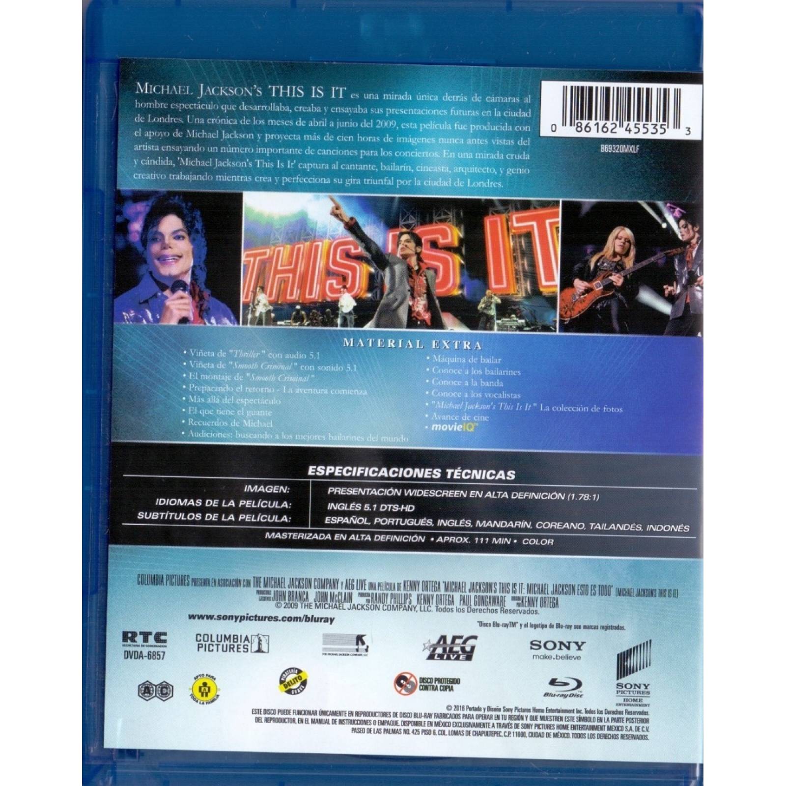 Esto Es Todo This Is It Michael Jackson Pelicula Blu-ray
