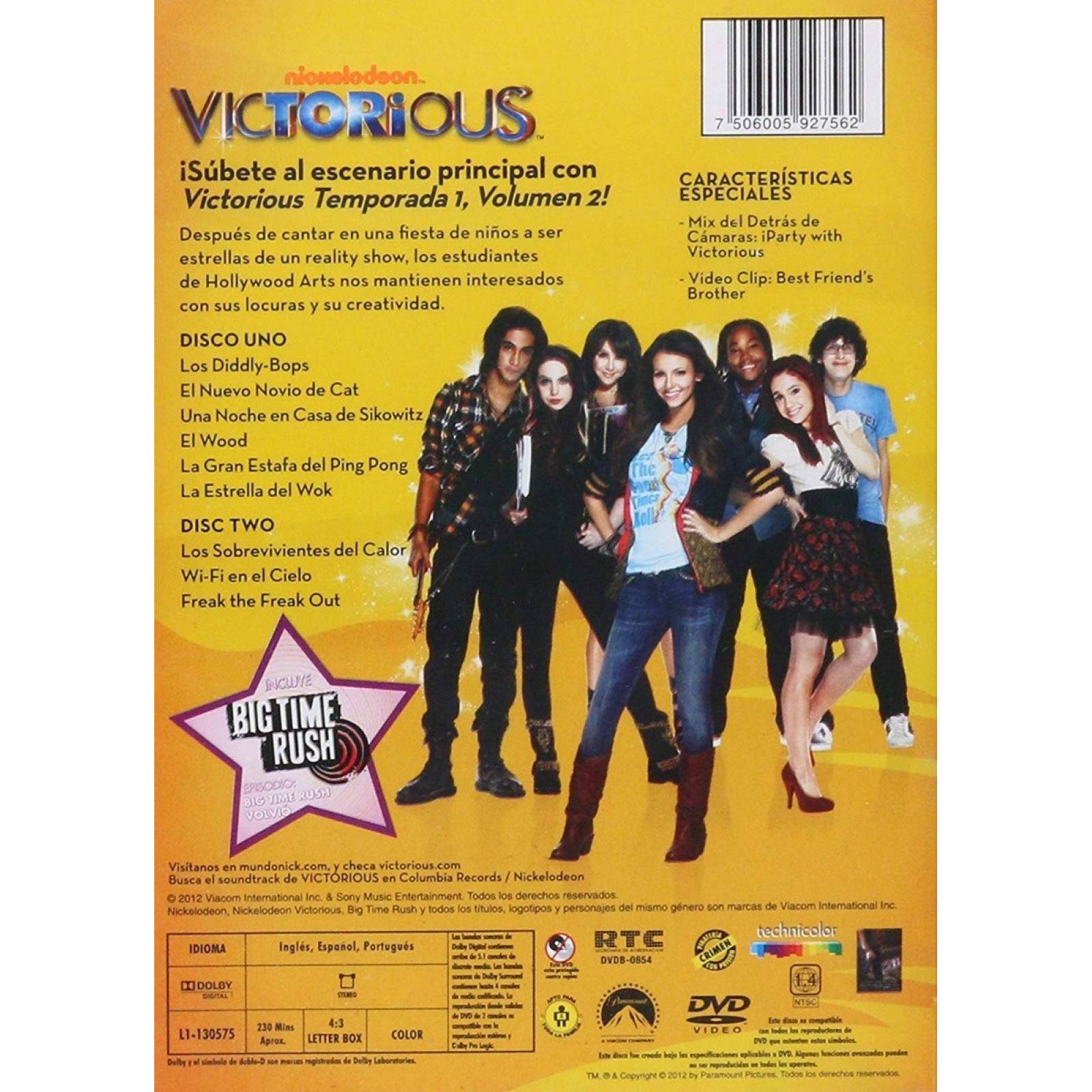 Victorious Primera Temporada 1 Volumen 2 Dos Dvd