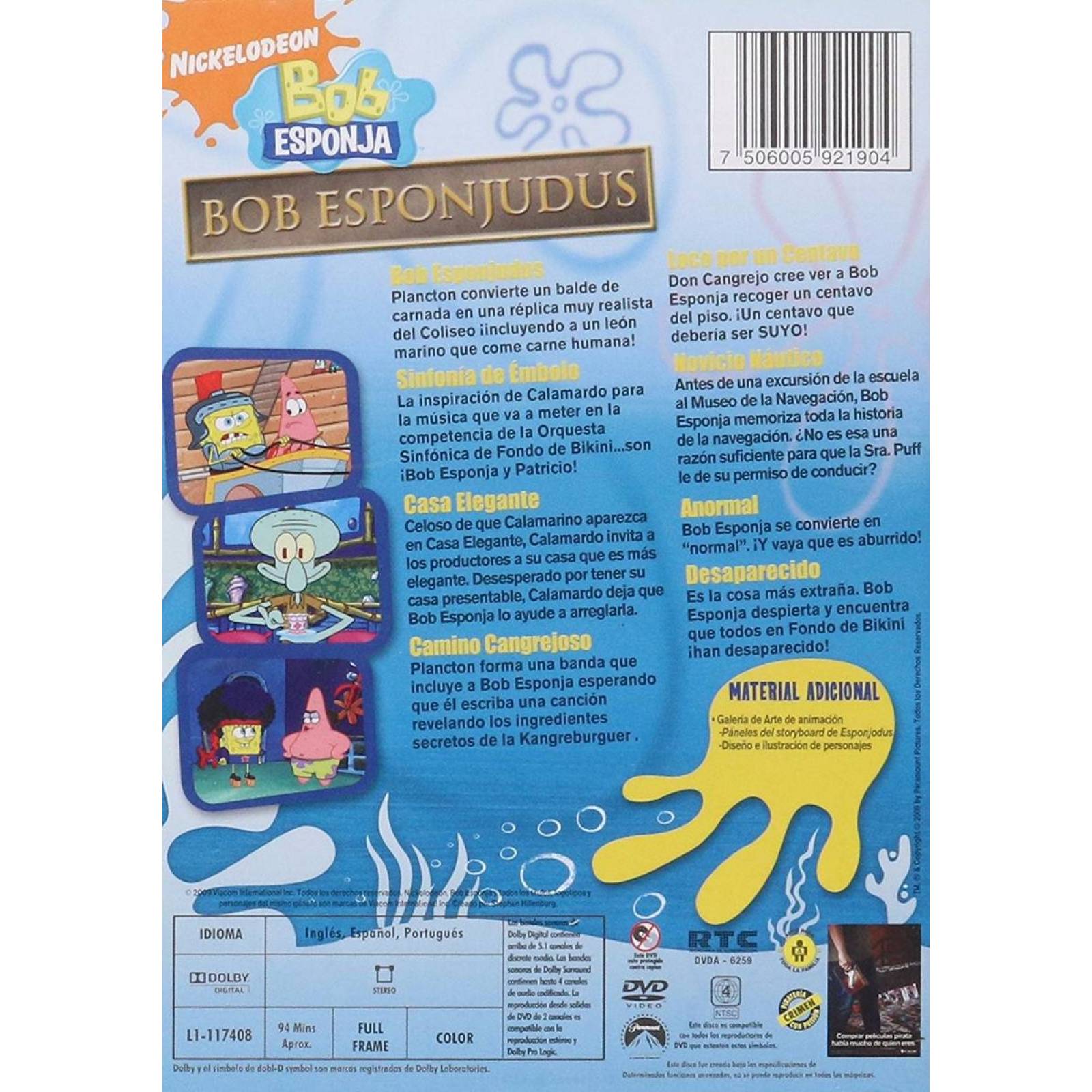 Bob Esponja Bob Esponjudus Coleccion 8 Episodios Serie Dvd
