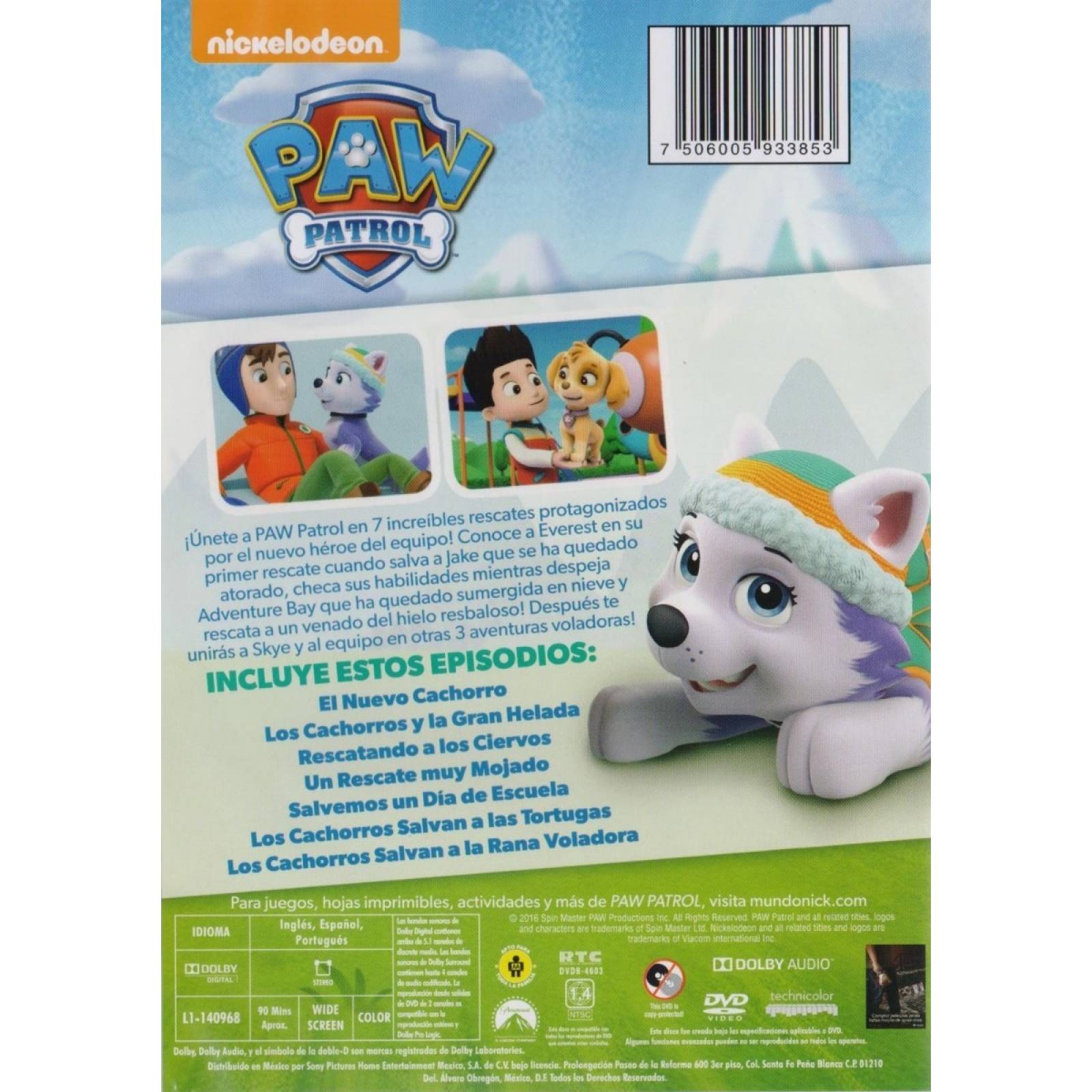 Paw Patrol Conoce A Everest 7 Episodios Serie Dvd