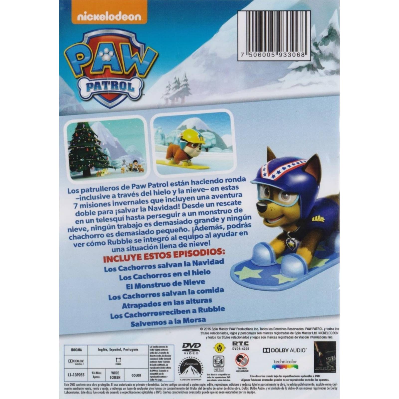 Paw Patrol Rescates De Invierno 7 Episodios Serie Dvd
