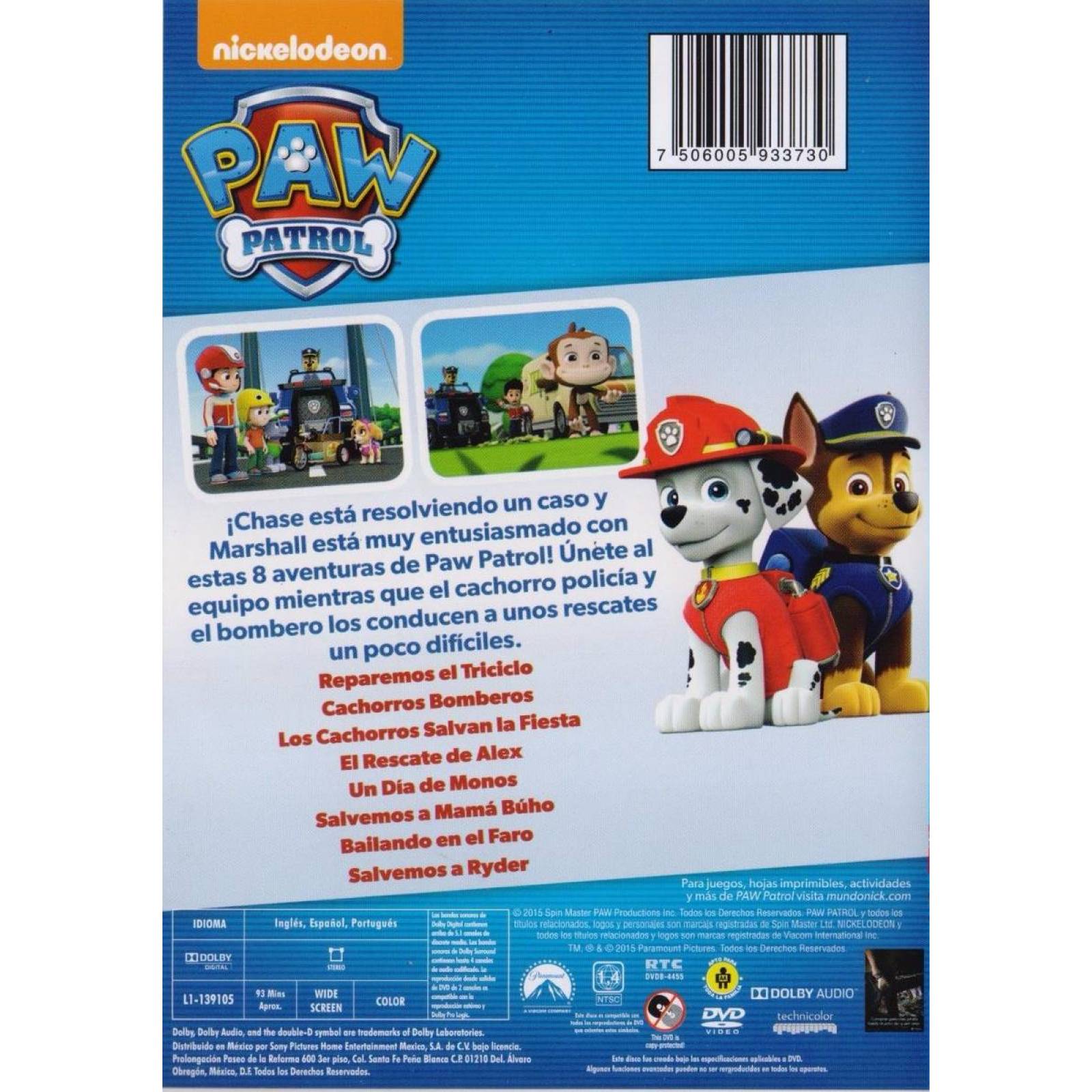 Paw Patrol Patrulla De Cachorros Marshall Y Chase Serie Dvd