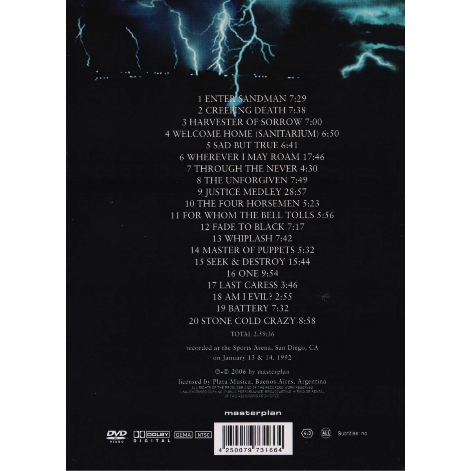 Metallica Live In San Diego Concierto Dvd