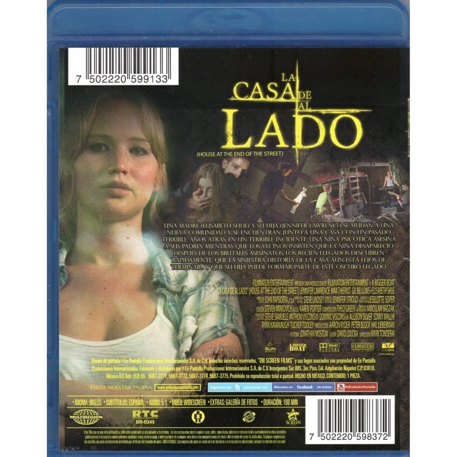 La Casa De Al Lado Jennifer Lawrence Pelicula Blu-ray