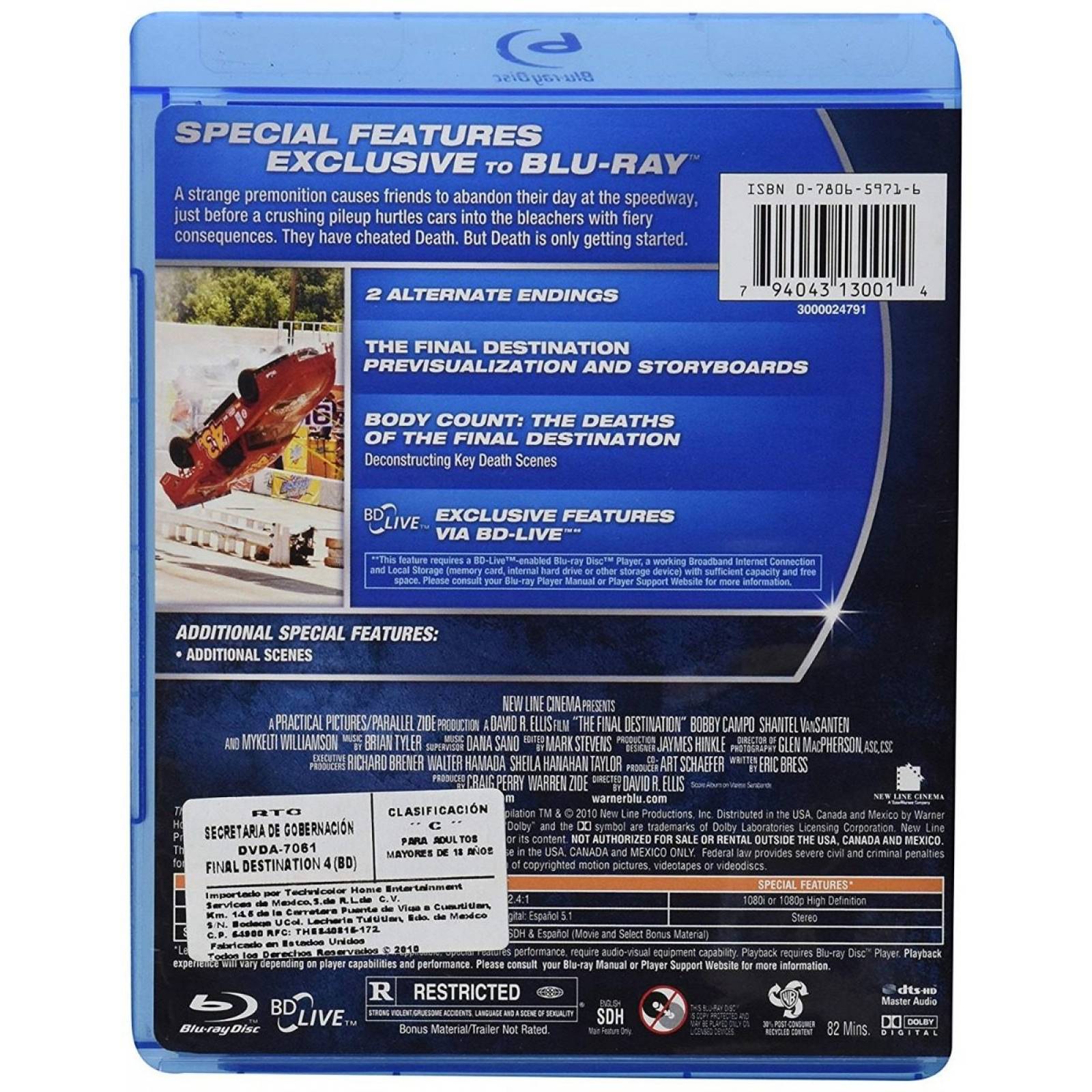 El Destino Final 4 Cuatro David R Ellis Pelicula Blu-ray