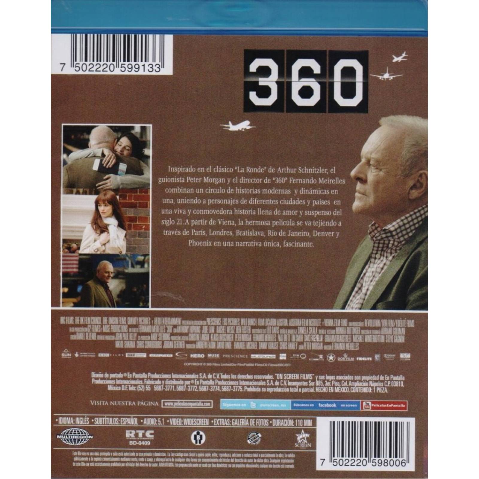 360 Fernando Meirelles Anthony Hopkins Pelicula Blu-ray